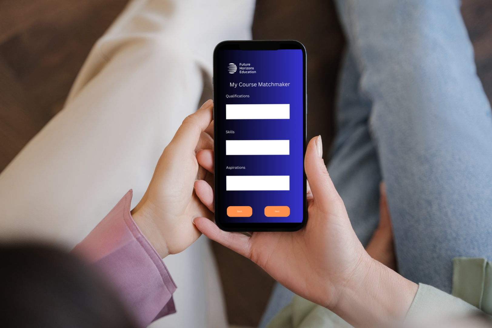 Image of a smart phone using My Course Matchmaker