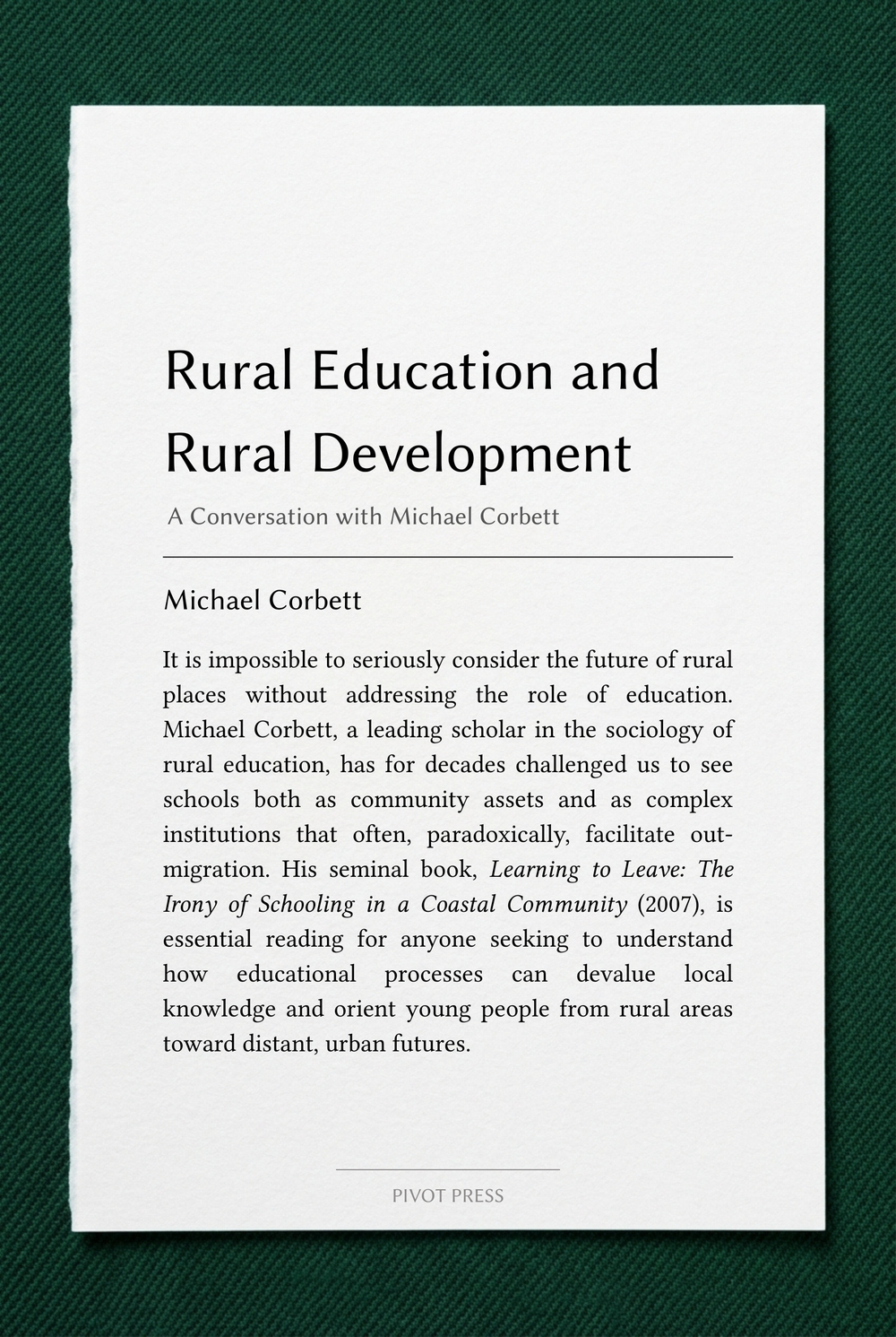 Rural Education and Rural Development