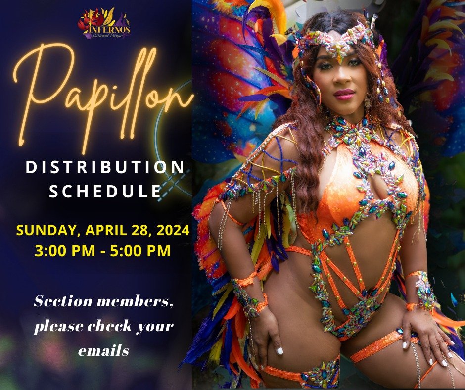 Papillon Posse! 

Time to spread your wings and collect your stunning Carnival costume! 

Costume Distribution for the Papillon section takes place on Sunday, April 28, 2024, 3pm - 5pm. Additional information has been sent to members emails.

Note: S