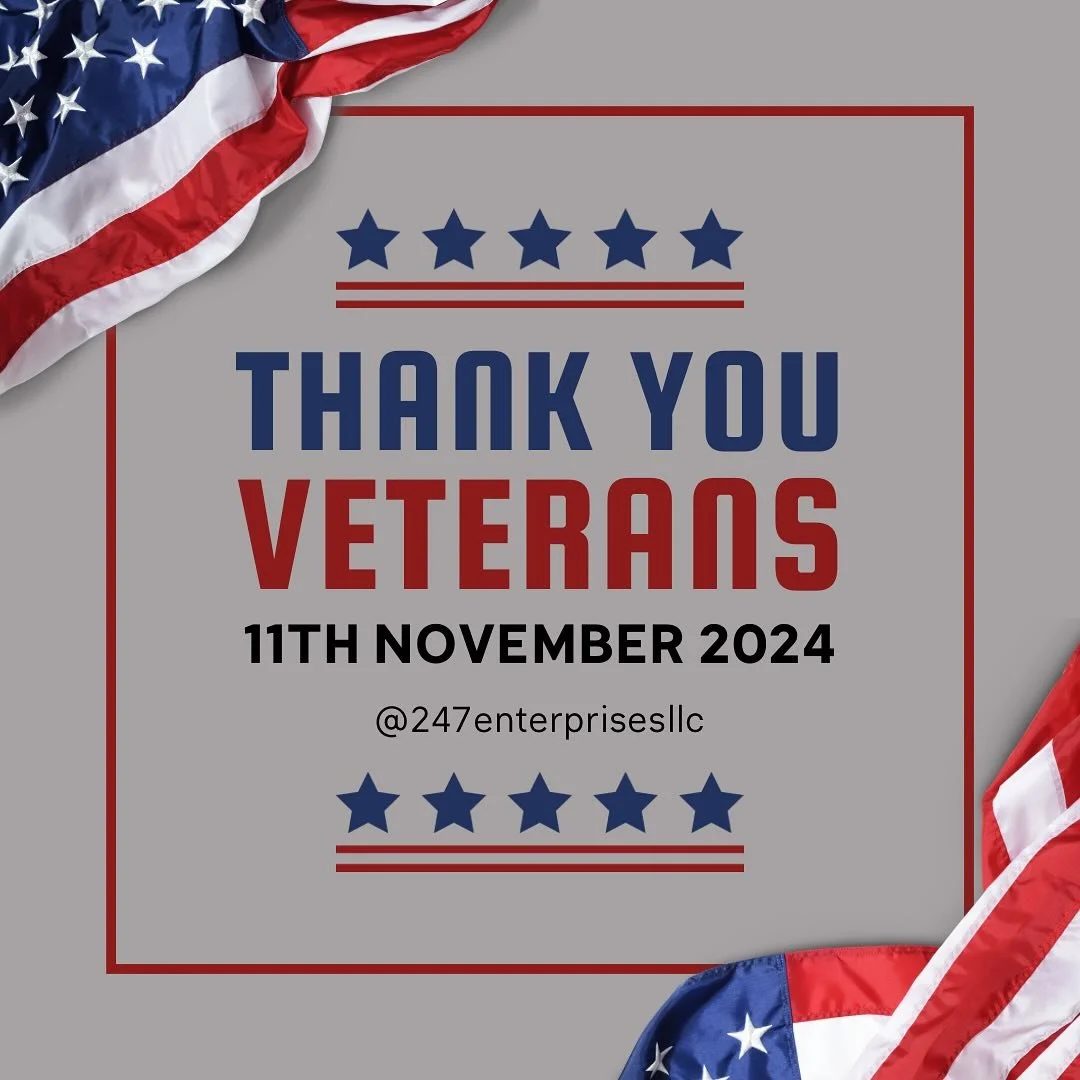 Today, we honor and thank the brave men and women who have served our country. Your sacrifice and dedication are the foundation of our freedom. Happy Veterans Day from all of us at 24/7 Enterprises. We salute you! 

#veteransday #thankyouveterans #ho