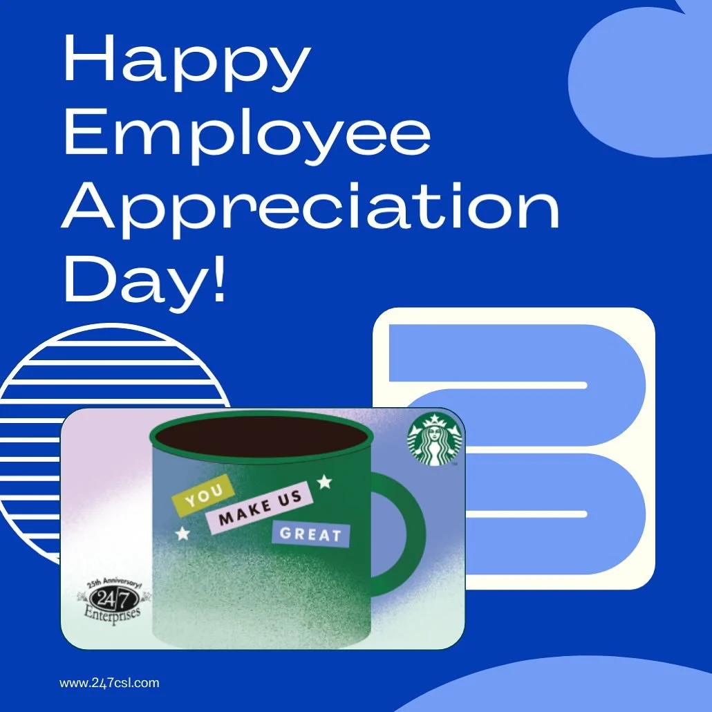 Happy Employee Appreciation Day! 🎉 To show our gratitude, we treated our amazing team to Starbucks gift cards&mdash;because they deserve a little extra fuel for all their hard work! ☕💙 #ThankYou #EmployeeAppreciationDay  #Logistics #247csl