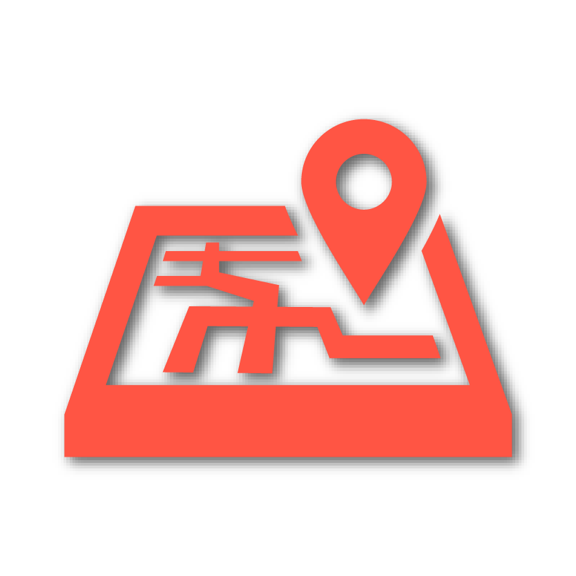 Icon of a map with a location pin