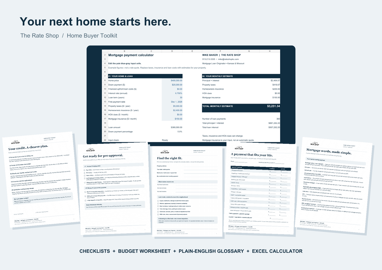 The refreshed Rate Shop toolkit: mortgage calculator, credit guide, document checklist, home-shopping checklist, budget tracker and mortgage glossary