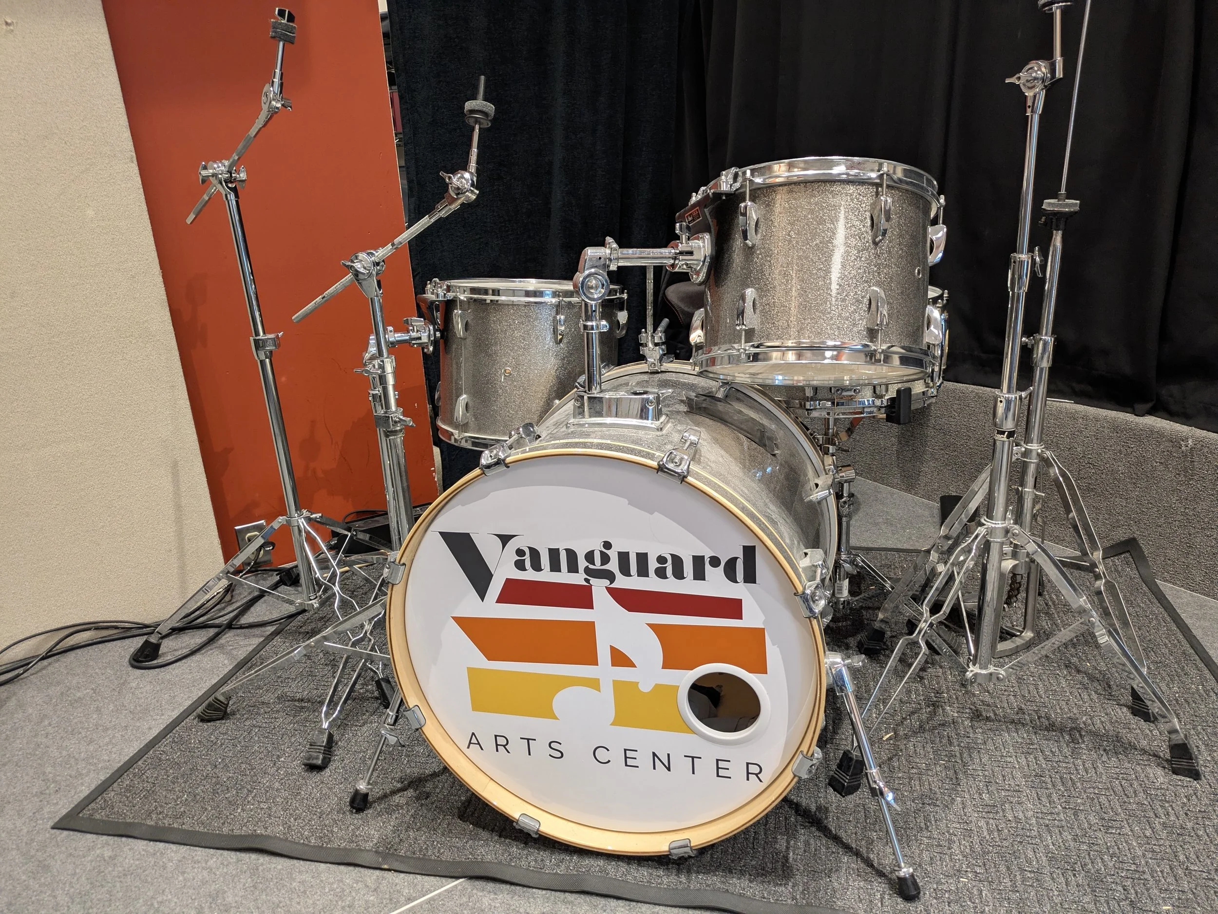 Backline Pearl drumset with hardware (drummers must bring their own snare and cymbals)