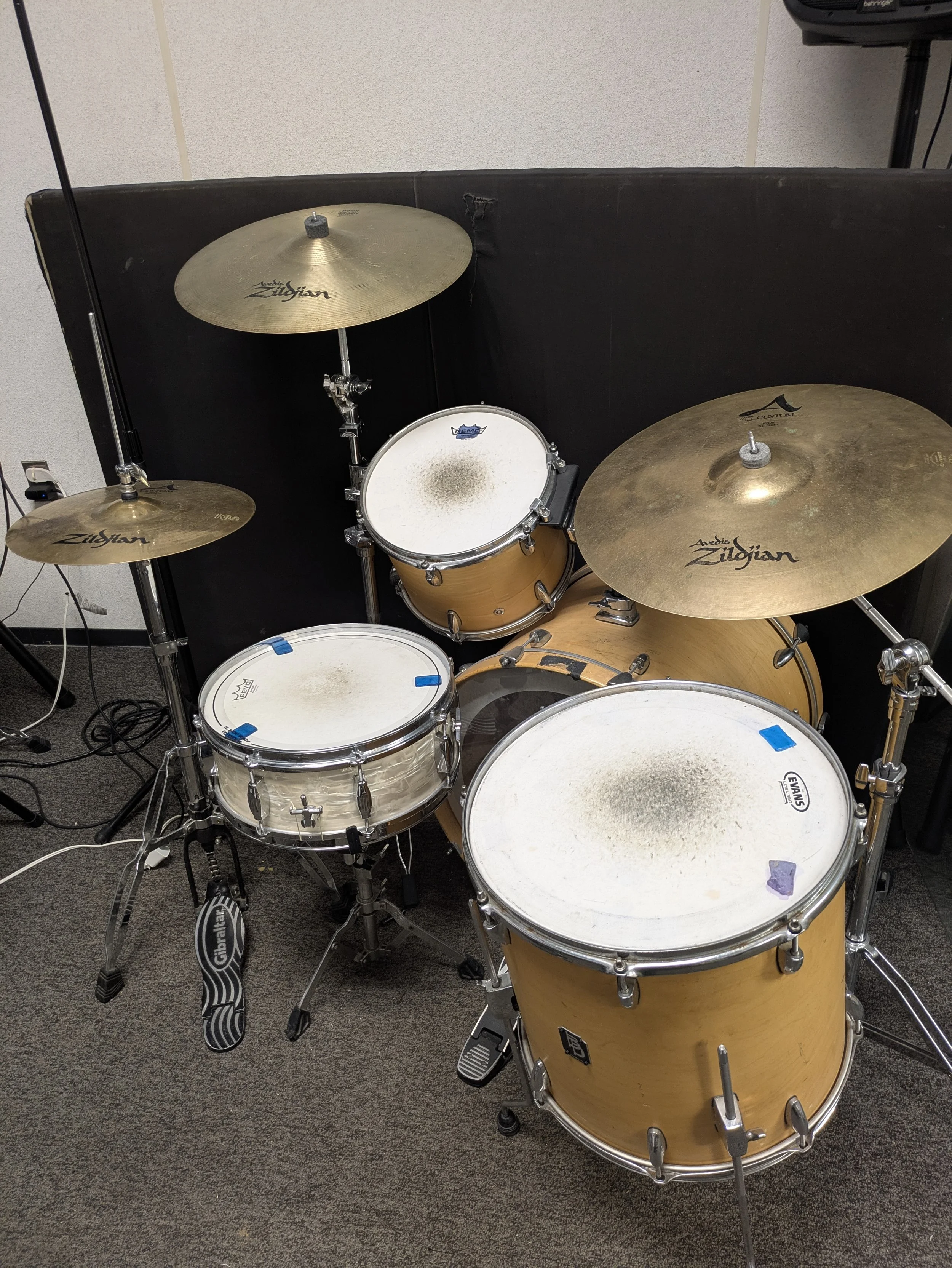 Individual practice room with drumset