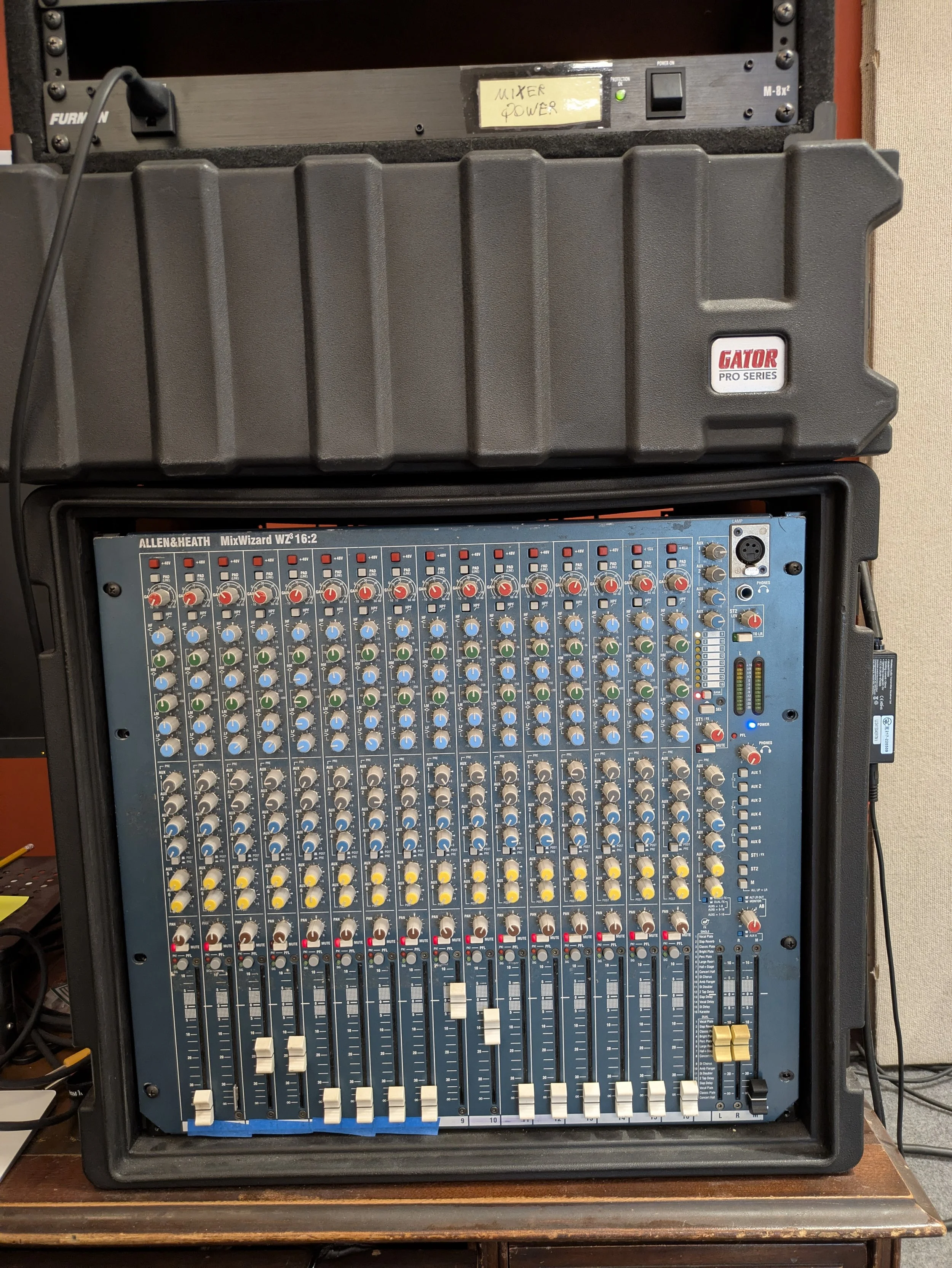 Allen & Heath mixer with up to 15 XLR or 1/4" inputs