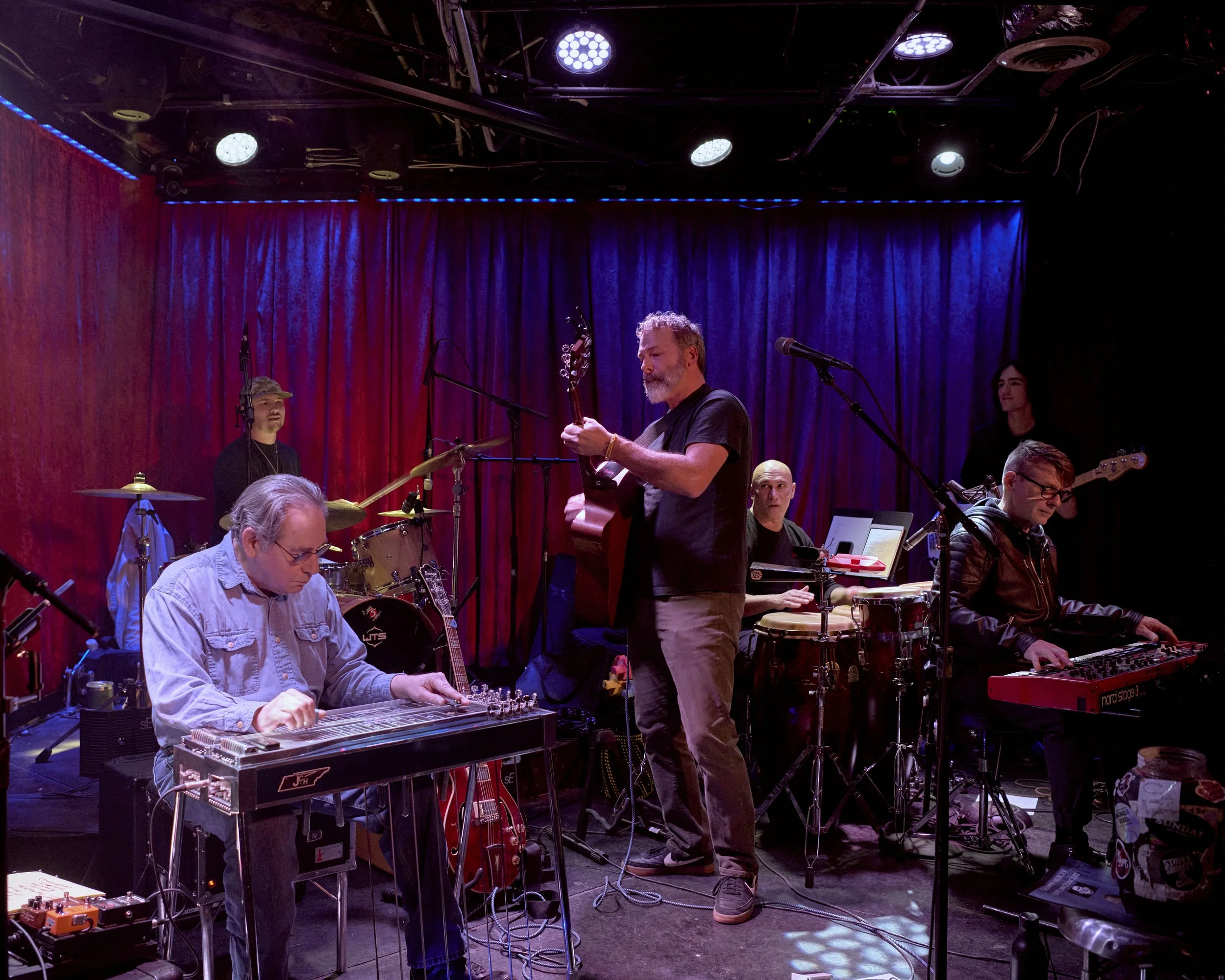 Shawn Mercer, Chris Bauer, Deven Young, Jimmy Lopez, Sam Spheeris, and Michael Klooster performing live at The 5 Spot in Nashville, TN.