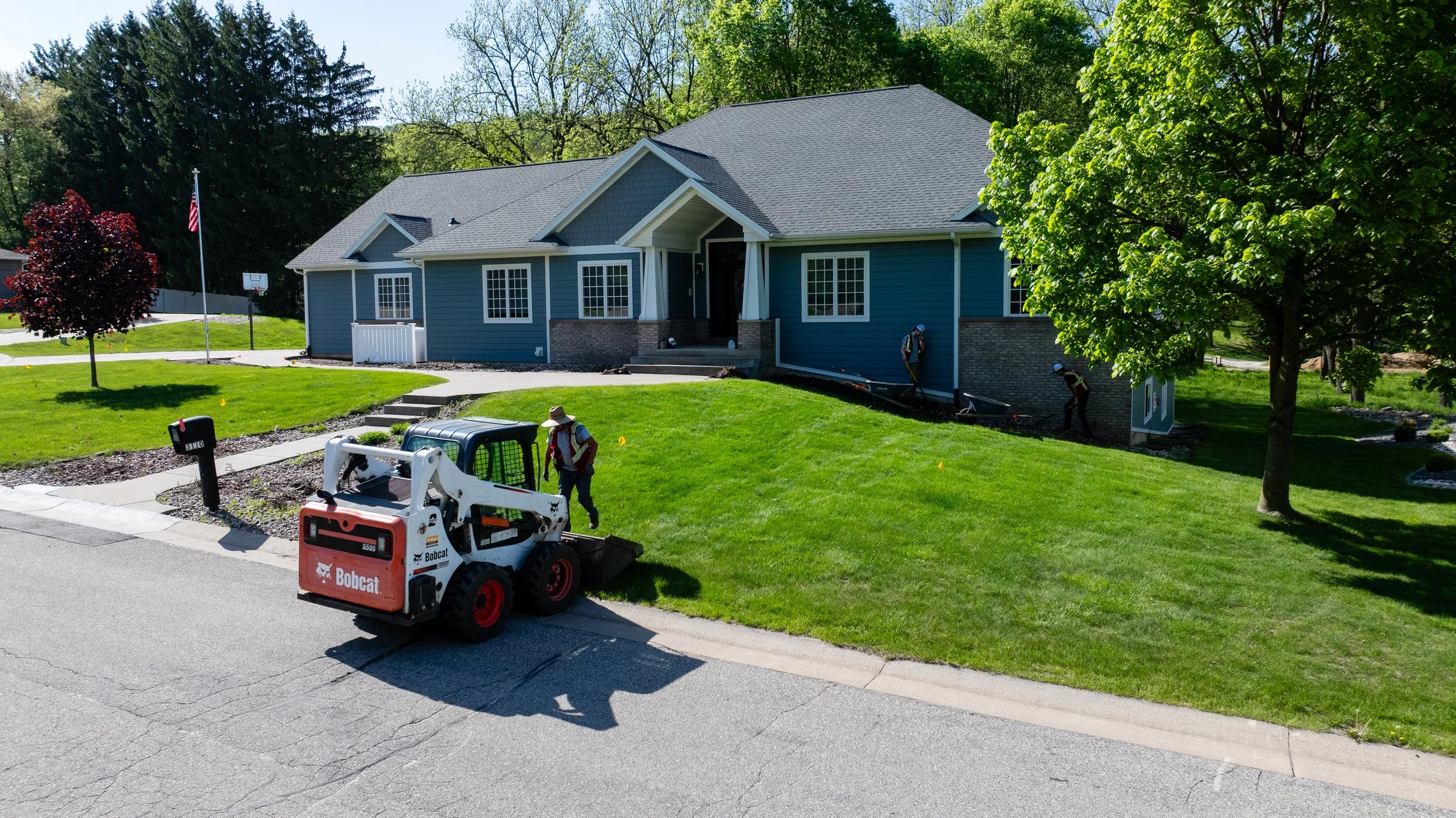  Outdoor space during landscape bed and walkway installation 