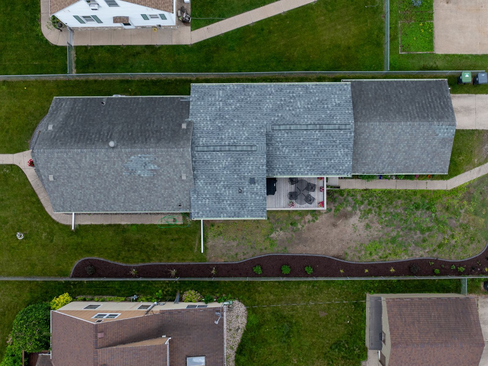 birds eye view of house and yard finished product