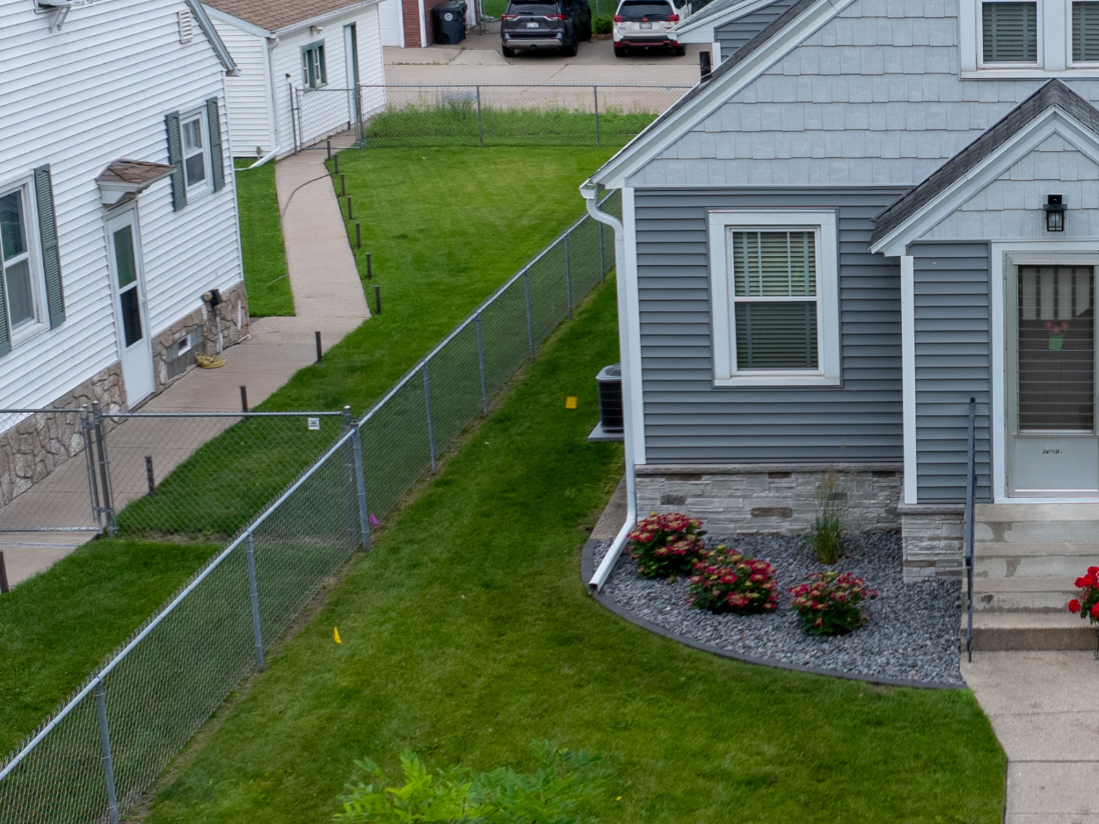 side of front of house plant bed