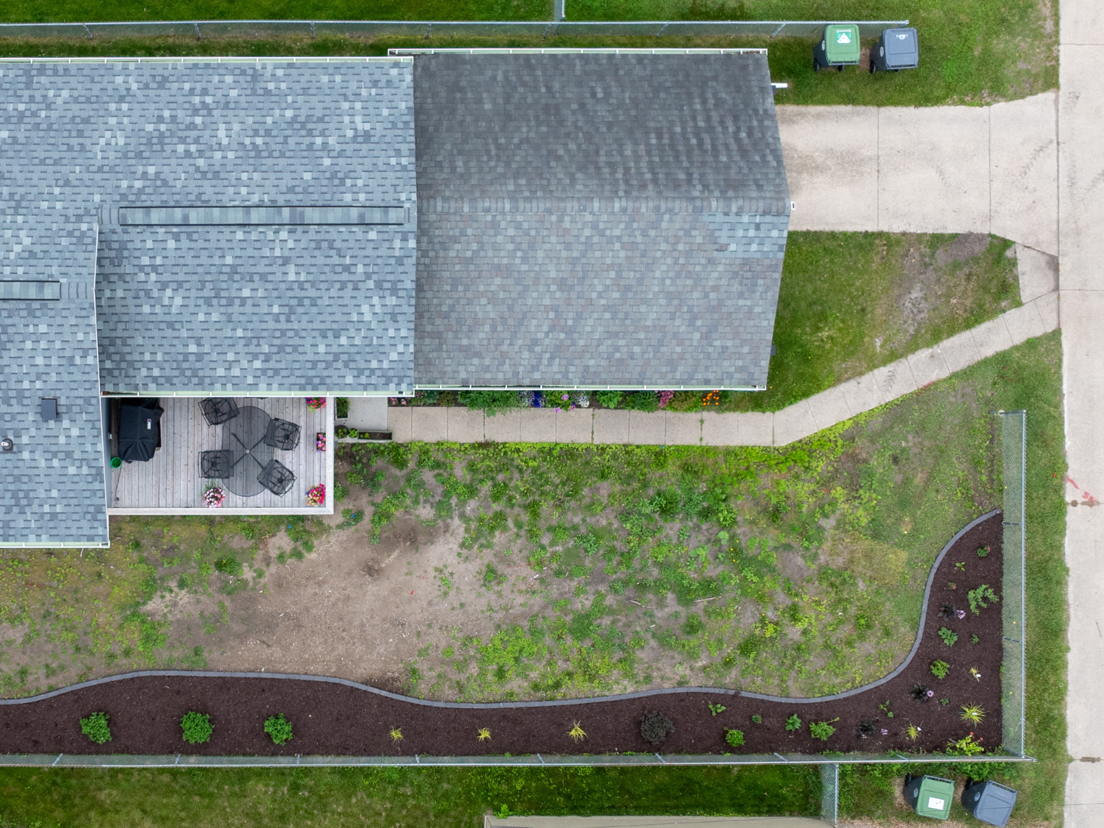 birds eye view of finished yard