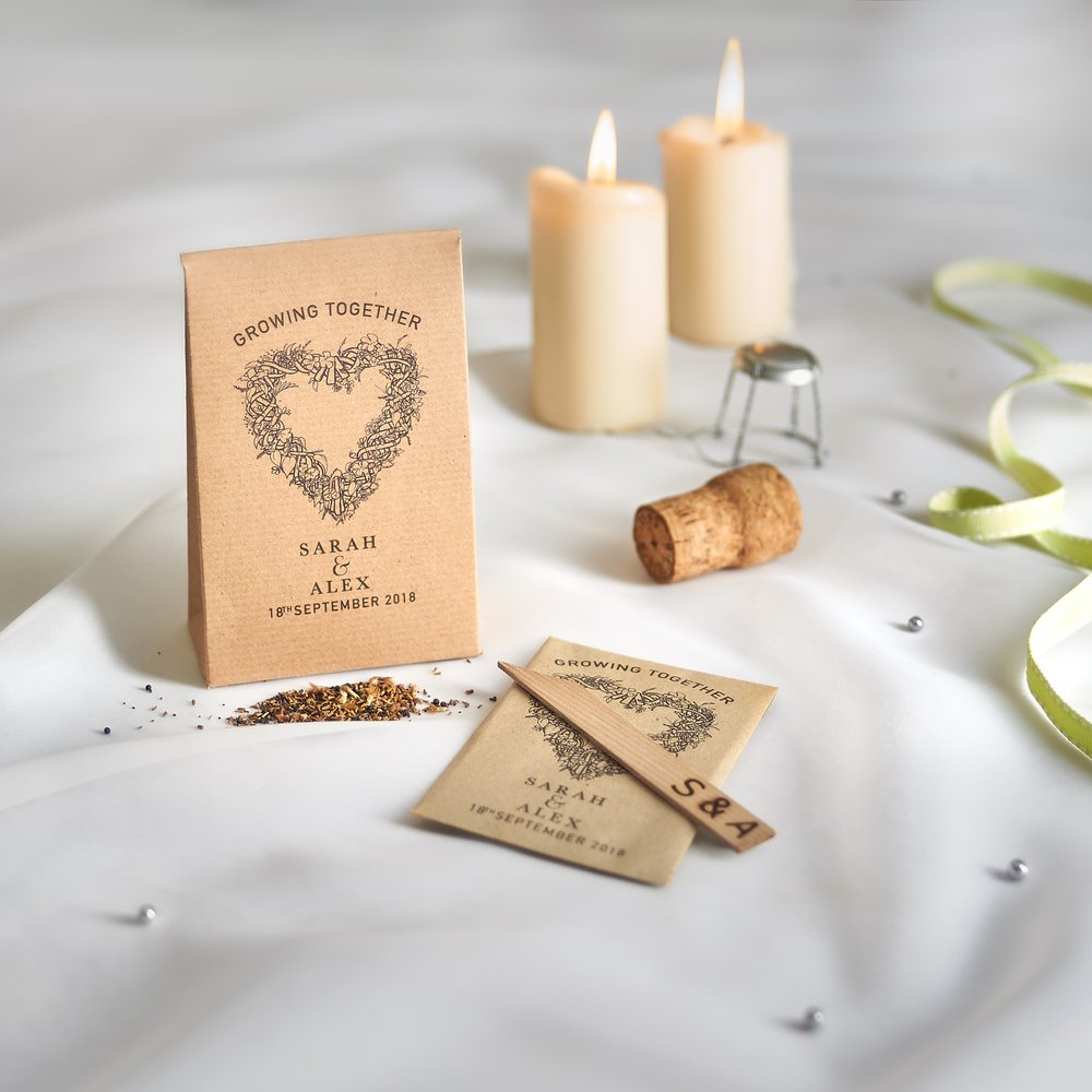  Gardening seed gift package with candles and photographed on smooth fabric 