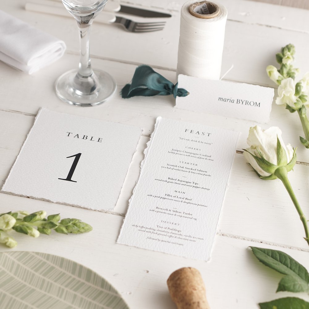  Table placement card part of wedding stationery suite with fresh flowers, cutlery and plate 2 
