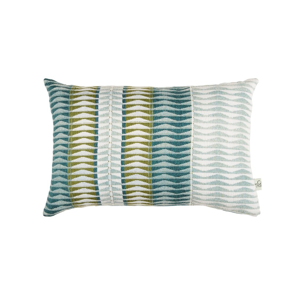  Textile designer made cushion with waves as part of design 