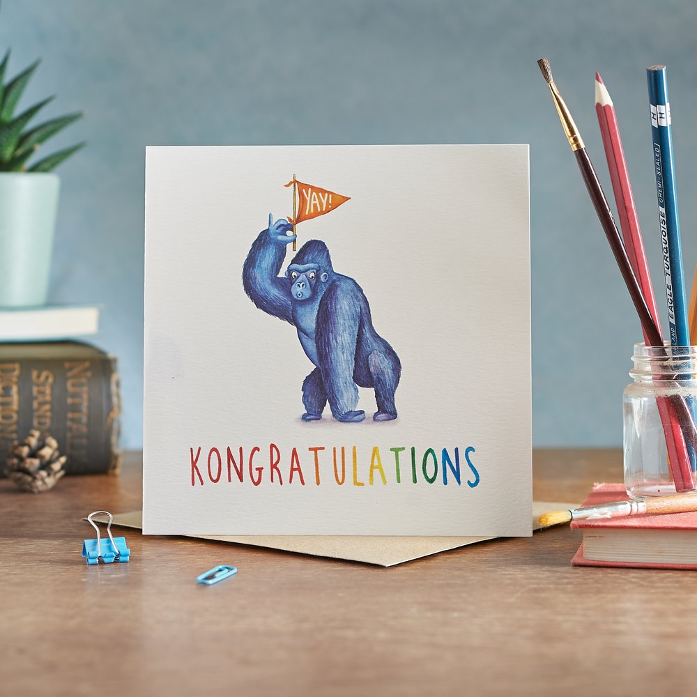  King Kong themed greeting card with vintage props 