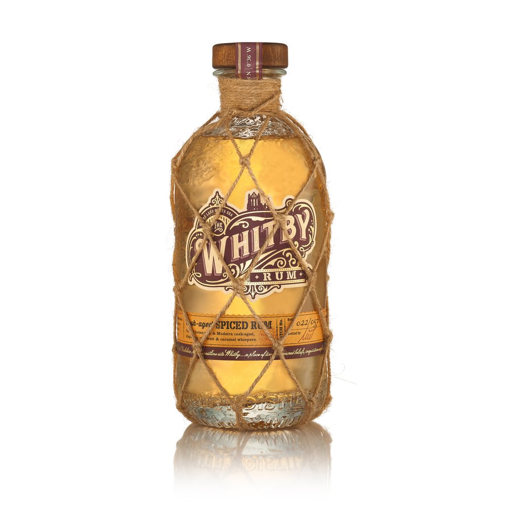  White background cutout/packshot of Whitby Distillery Gin with reflection to base 2 