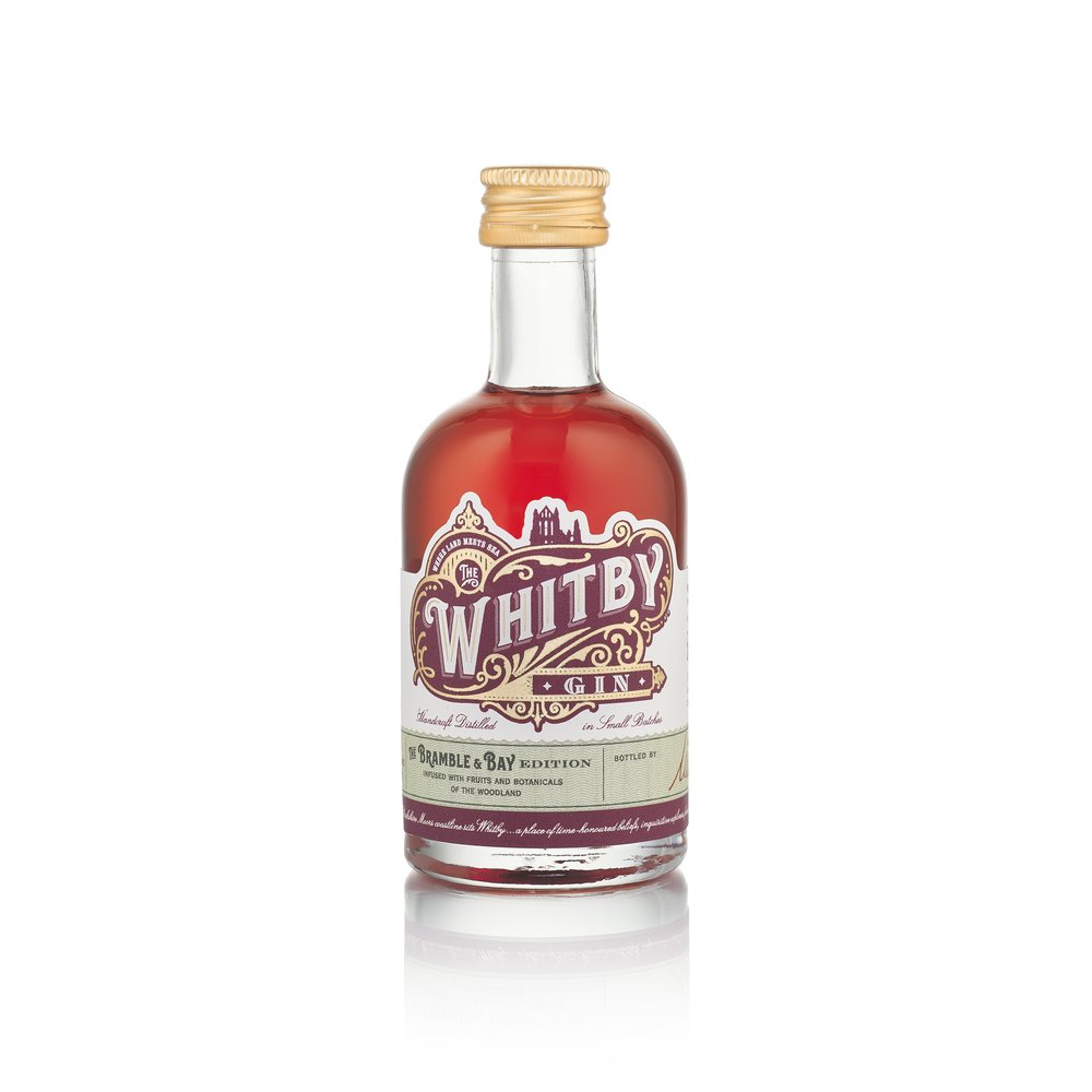  White background cutout/packshot of Whitby Distillery Gin with reflection to base 9 