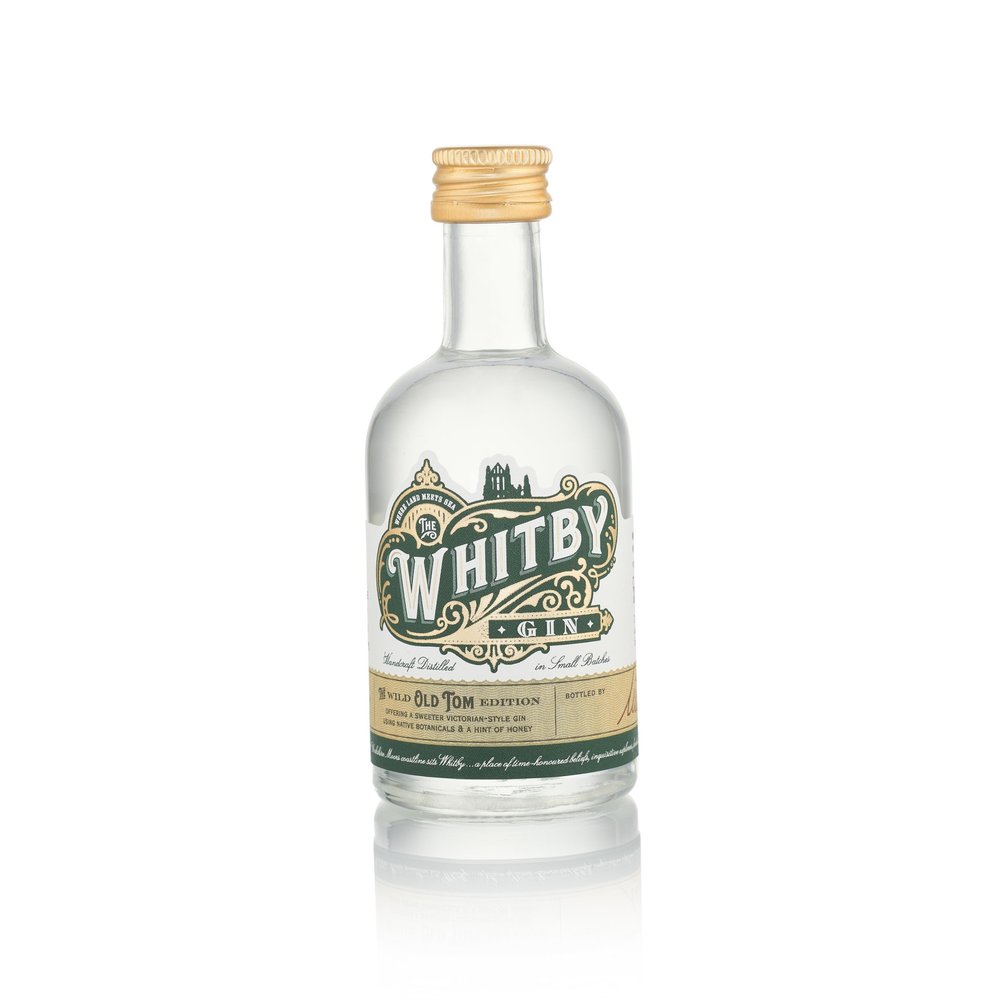  White background cutout/packshot of Whitby Distillery Gin with reflection to base 7 