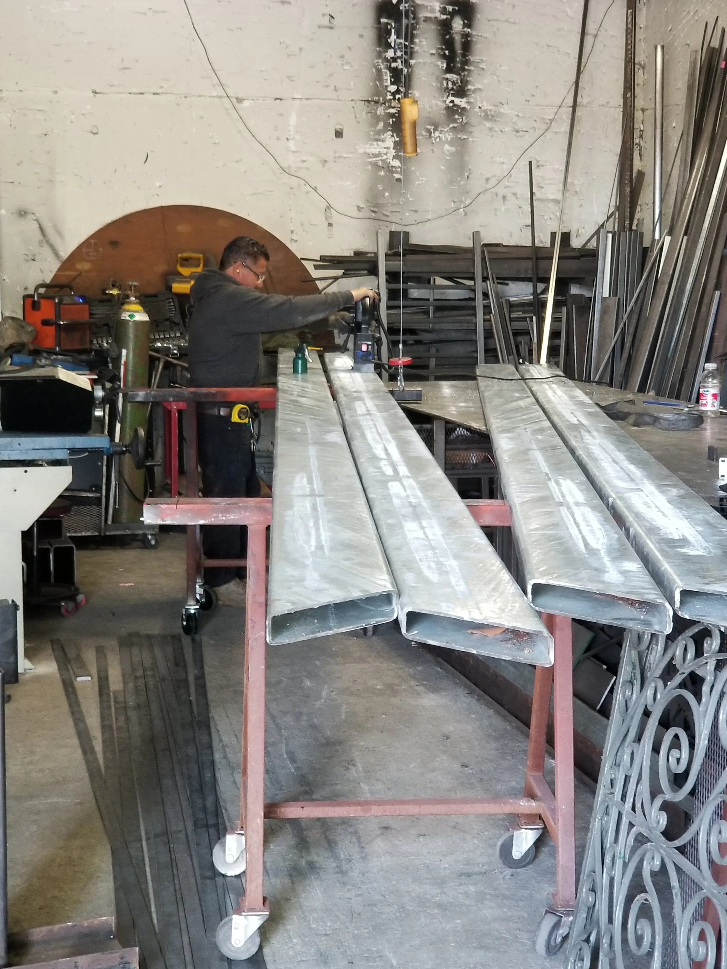 In the iron work warehouse where the expert works are one of the iron project part. 