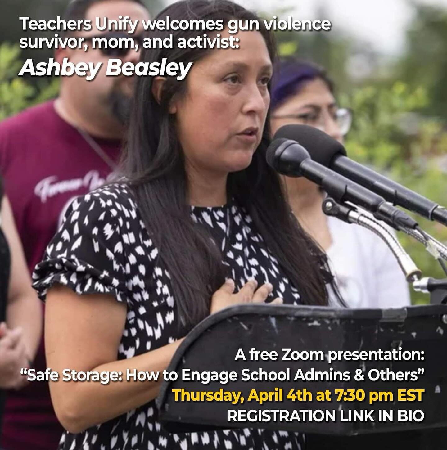 Join us Thursday, April 4th at 7:30 PM EST! 

Our guest presenter, Ashbey Beasley, survived the Highland Park, IL, July 4th parade shooting in 2022 along with her son. She has since become a fierce advocate for change. 

This January, the Dept. of Ed