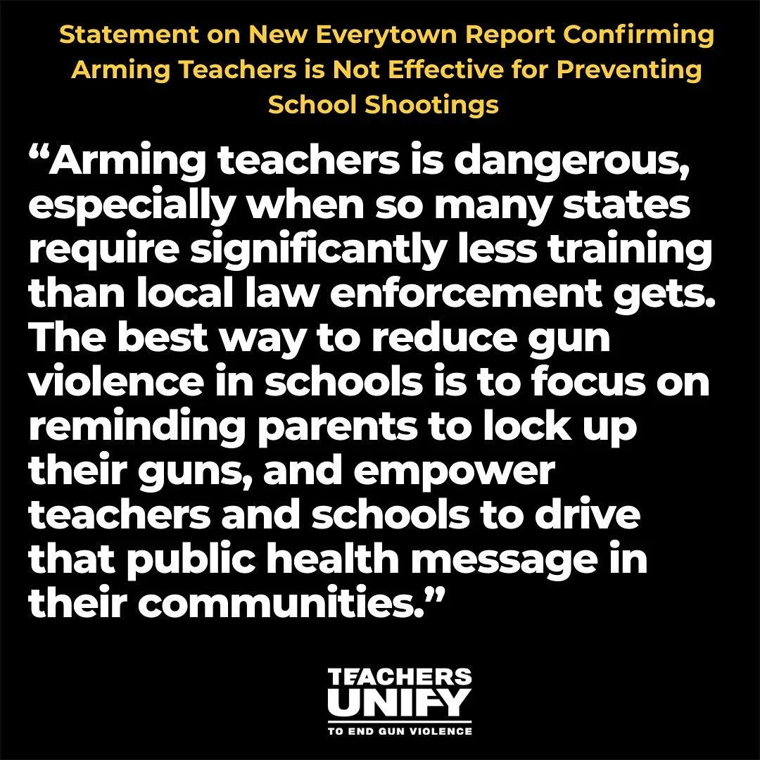 A new @everytown Support Fund report finds no evidence that arming teachers deters or reduces school shootings — and instead increases risk for students and staff. Arming teachers is dangerous and unethical. 🔗 in bio.
#EndGunViolence
#BooksNo