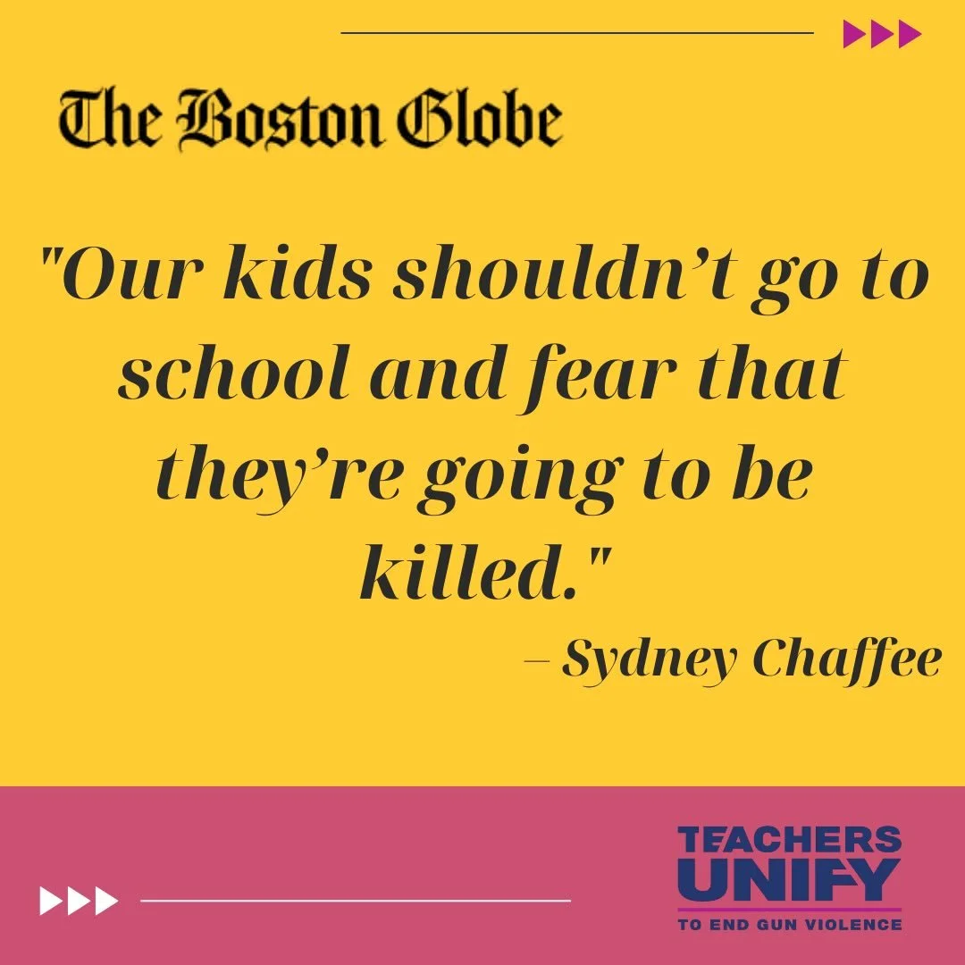 Grateful to @bostonglobe for talking with Sydney, Teachers Unify Ambassador &amp; 2017 National Teacher of the Year, and Abbey, Teachers Unify Executive Director &amp; Sandy Hook survivor-teacher, following the Brown University tragedy about the impa