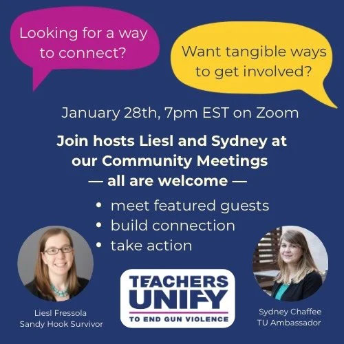 We&rsquo;re excited to announce that Teachers Unify Community Meetings are back! Join us on January 28th at 7pm EST! Link is in our bio, in our Linktree.

Many thanks to our incredible Ambassadors, Sydney and Liesl, for relaunching this important opp