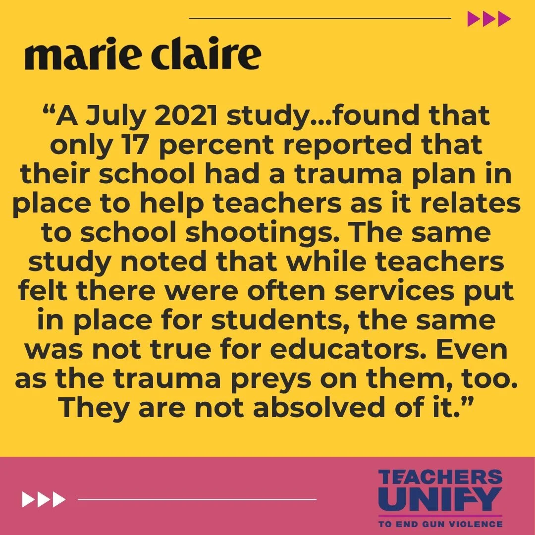 @marieclairemag, March 2026, No Teacher Left Behind: Mass shootings happen in classrooms at alarming rates. Will the educators ever be alright? 

Article linked in bio.

#BooksNotBullets
#EndGunViolence
☮️📓📚❤️&zwj;🩹