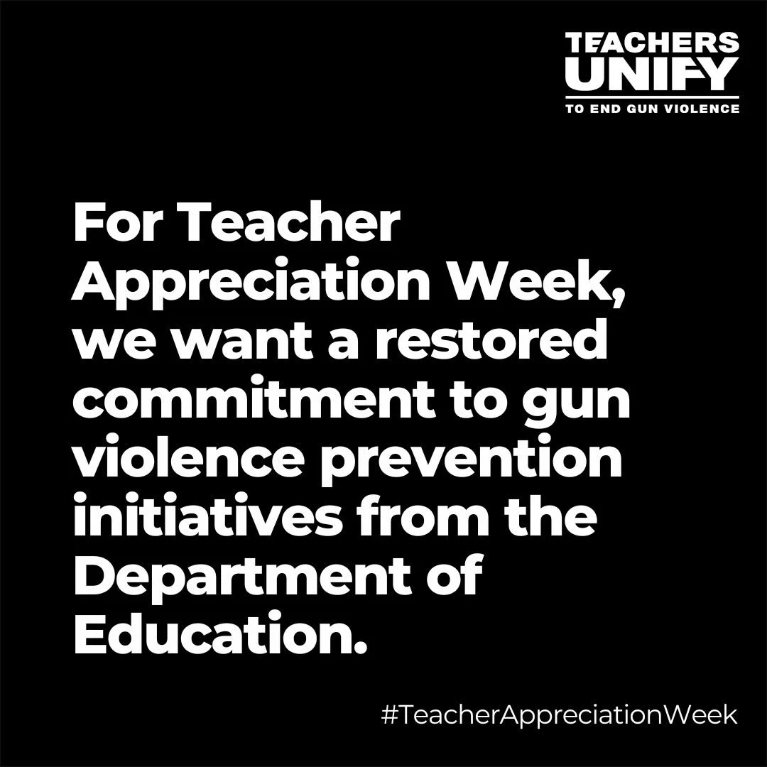 Restore funding for programs designed to prevent gun violence and improve student mental health and safety! Lives depend on it. @usedgov 

#TeacherAppreciationWeek
#SafeSchoolsSafeCommunities
#BooksNotBullets
☮️📓📚