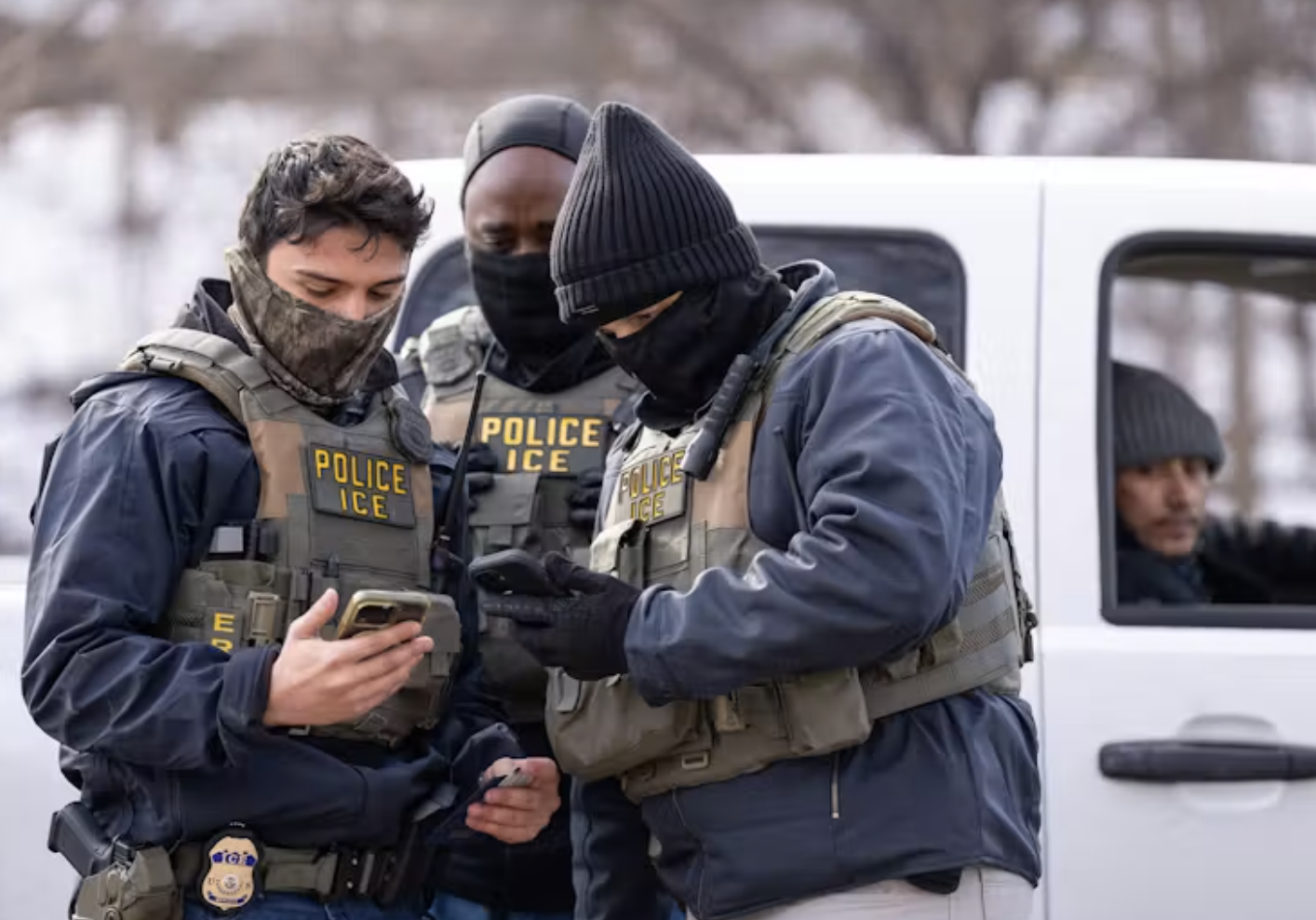 ICE agents attempt to confirm two men’s legal immigration status after pulling them over in Robbinsdale on Feb. 11.