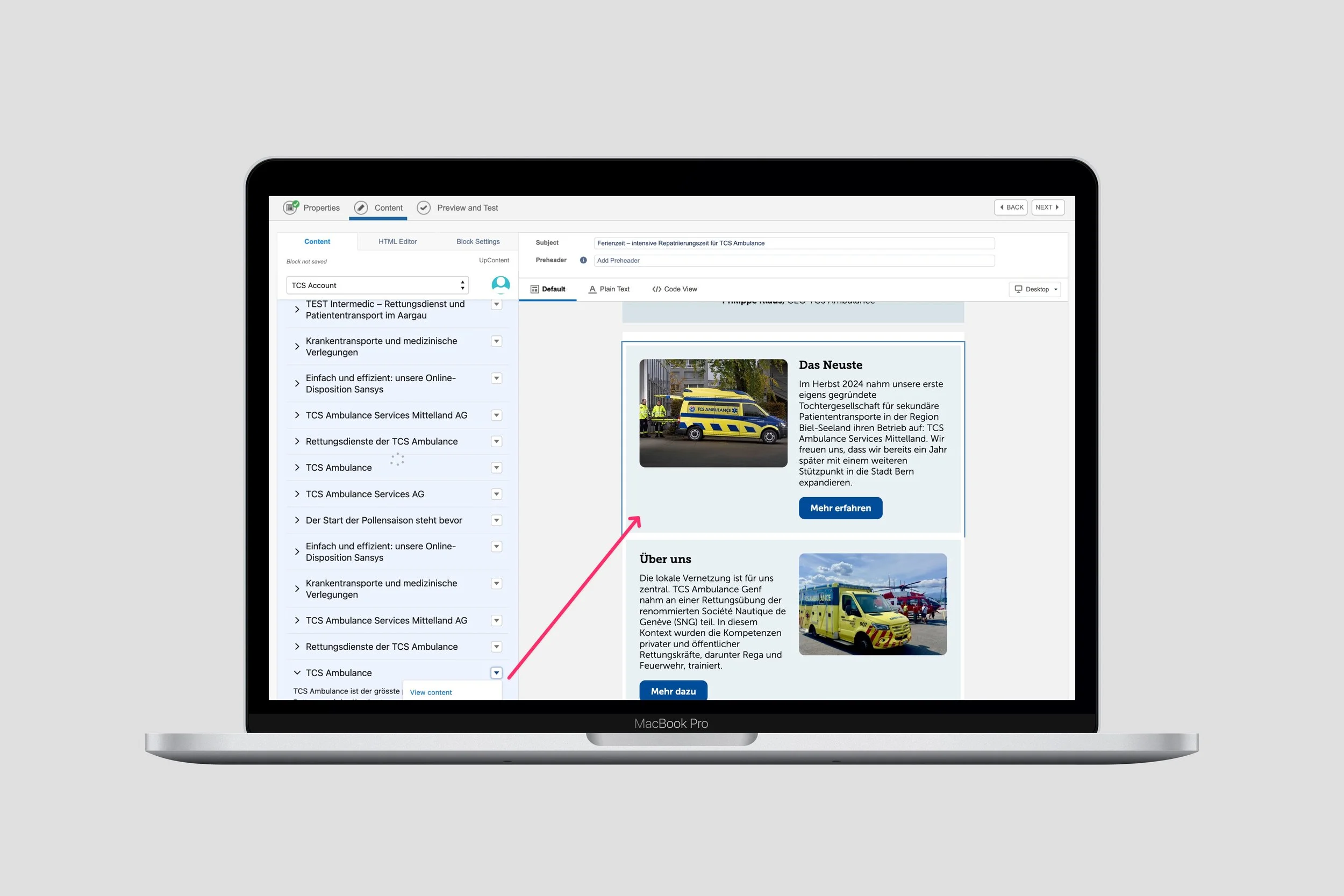 UPcontent-Integration in SF MC