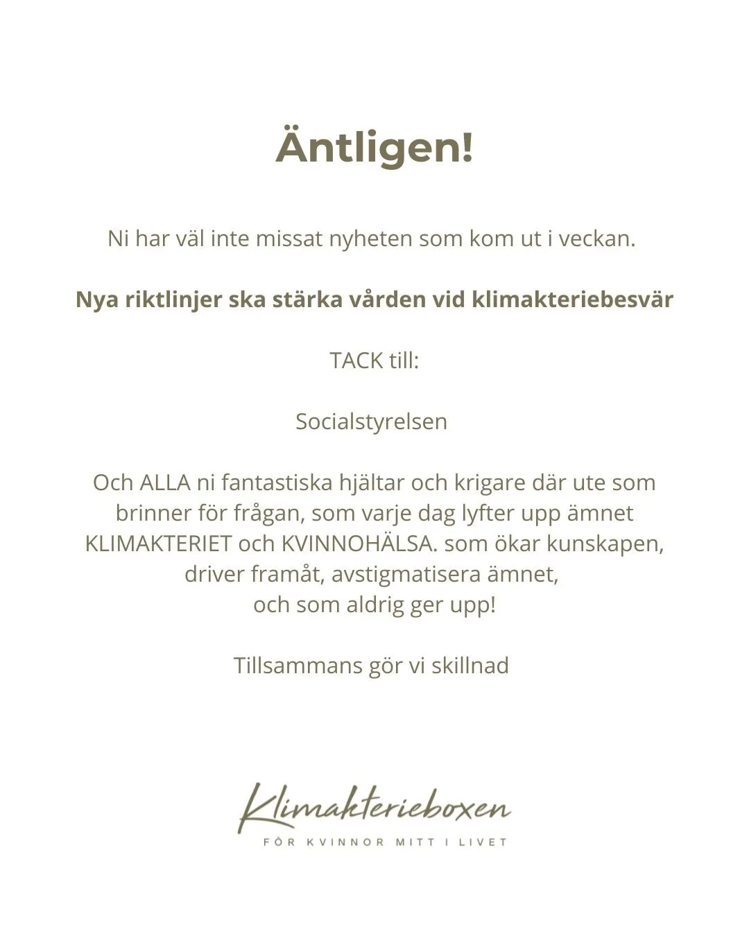 🇸🇪 18 oktober &ndash; Nationella Klimakteriedagen 💪🔥

Japp, vi har faktiskt en dag f&ouml;r det , och det beh&ouml;vs!

D&auml;rf&ouml;r k&auml;nns det extra passande att Socialstyrelsen den h&auml;r veckan kom med nyheter som s&auml;tter fokus p