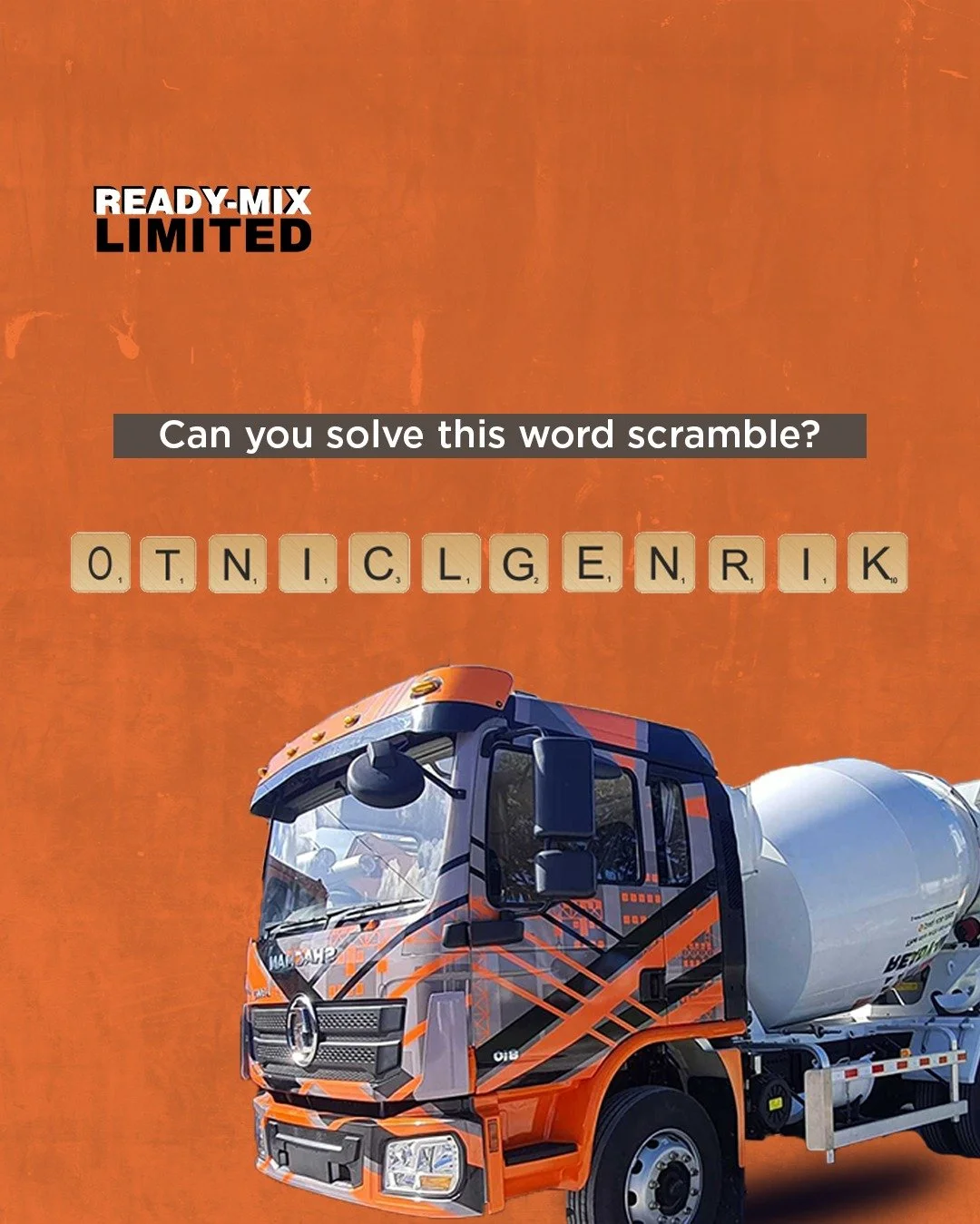 Unscramble the following: otniclgenrik

#ReadyMixBarbados #BuildWithReadyMix #Concrete #Construction #Unscramble
