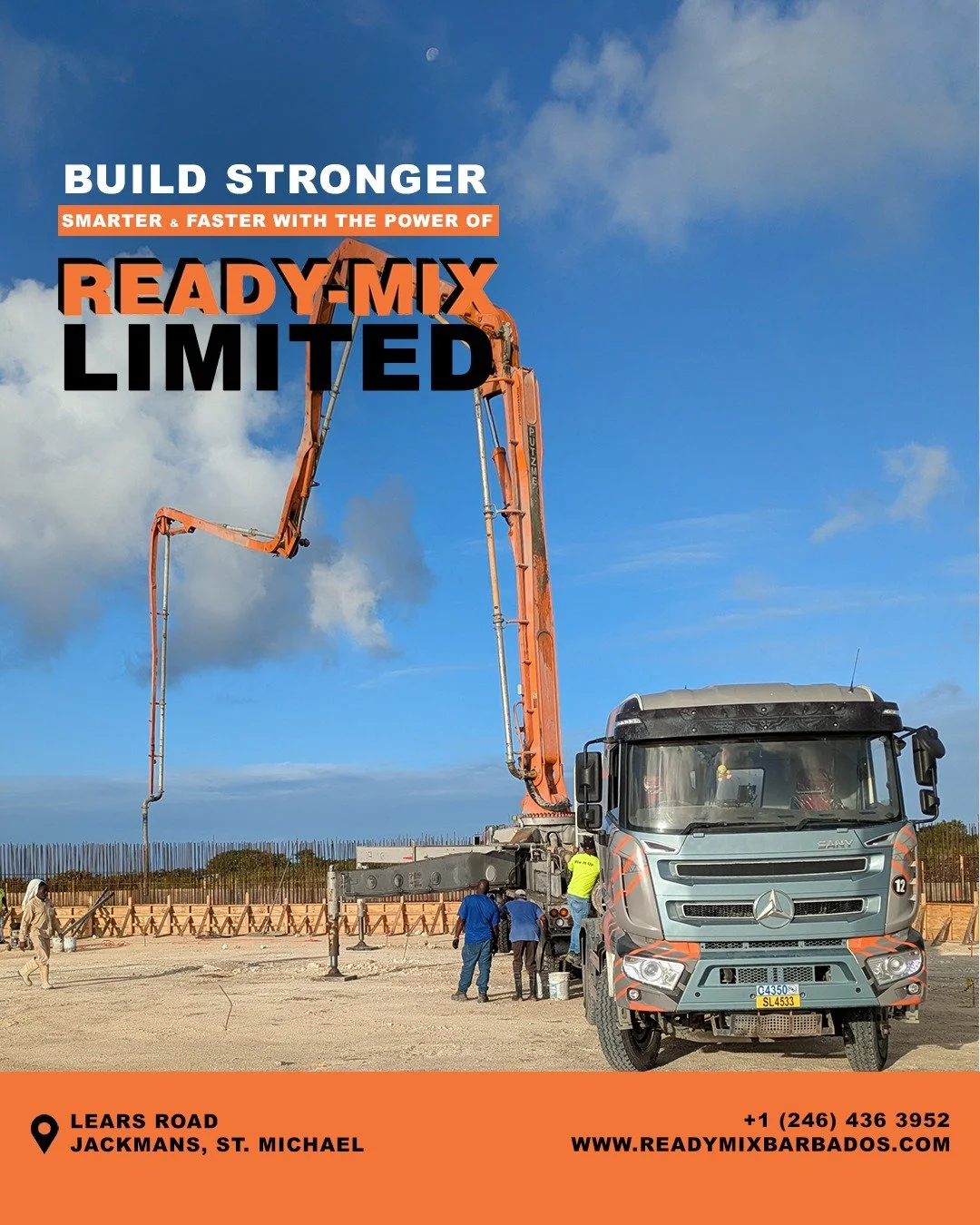 Stronger results, smarter solutions, and faster progress with Ready-Mix Ltd.

Interested in what we can do for your next project?
☎️: +1-246-436-3952
💻: www.readymixbarbados.com

#ReadyMixBarbados #BuildWithReadyMix #Concrete #Construction