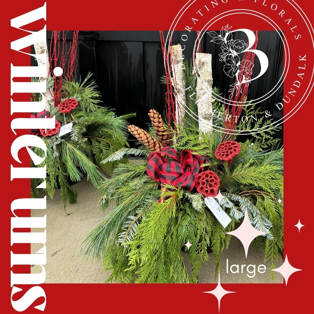 🎄Winter greenery urns have arrived!
Decorate your porch or gift to a loved one.

3 sizes available with different colour options for decor in each size. We can also customize the decor to match your style and create a unique set!

Contact us for mor