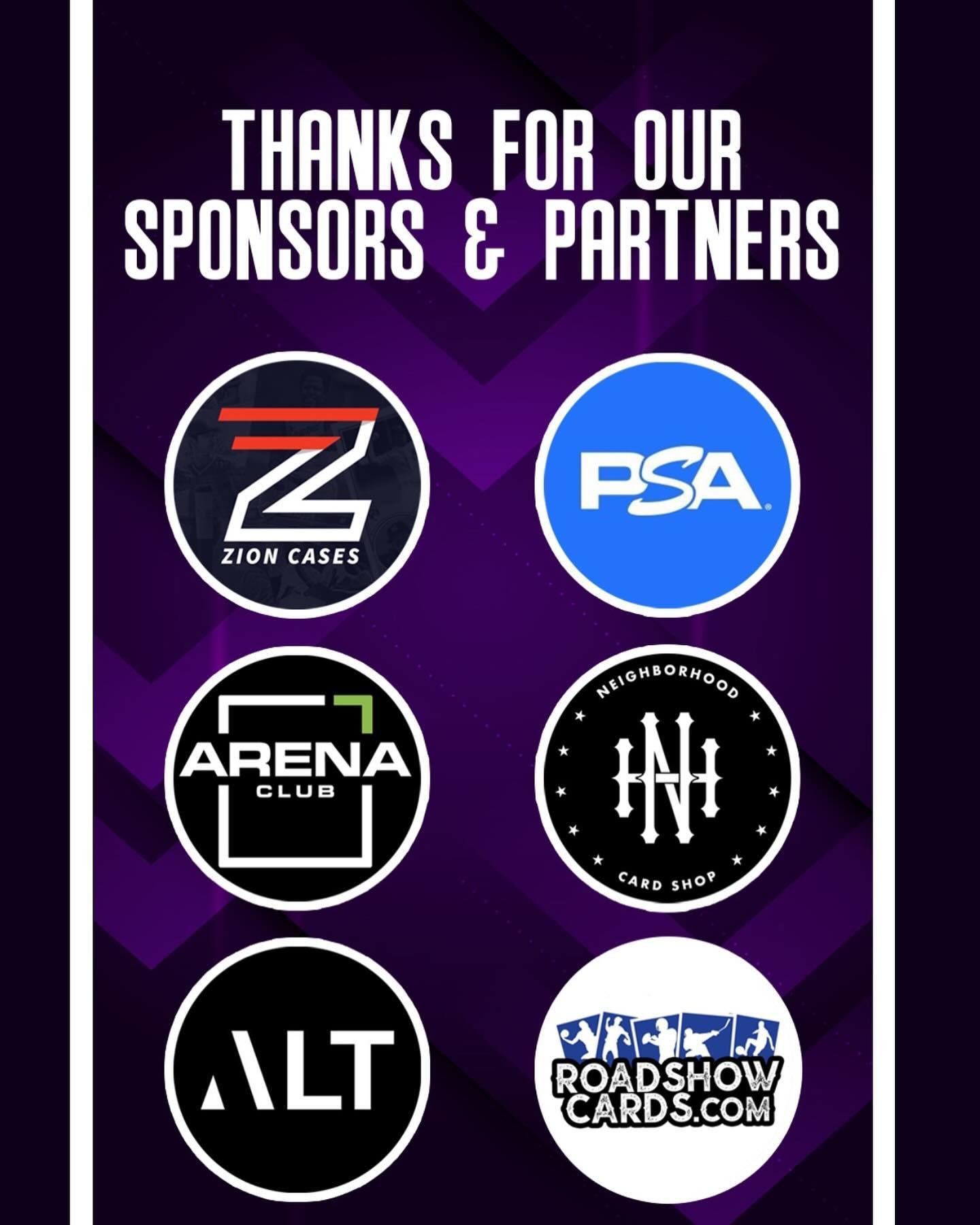 We just want to thank our partners and sponsors for supporting us on our first inaugural card show. We appreciate every single one of you and all our followers who are attending! @arenaclub @neighborhoodcardshop @psacard @zioncasesco @altxyzofficial 