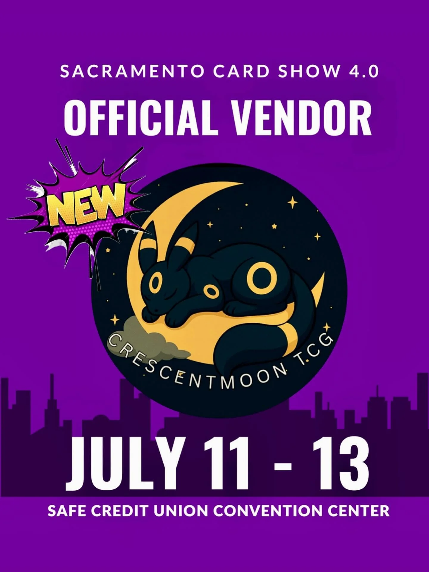 Getting hyped for Sacramento Card Show 4.0 this July! 🗓️🔥 Shoutout to @crescentmoontcg - excited to see what they’re bringing to the table! Don’t miss them July 11-13 at the Safe Credit Union Convention Center! 💎📍 It’s going to