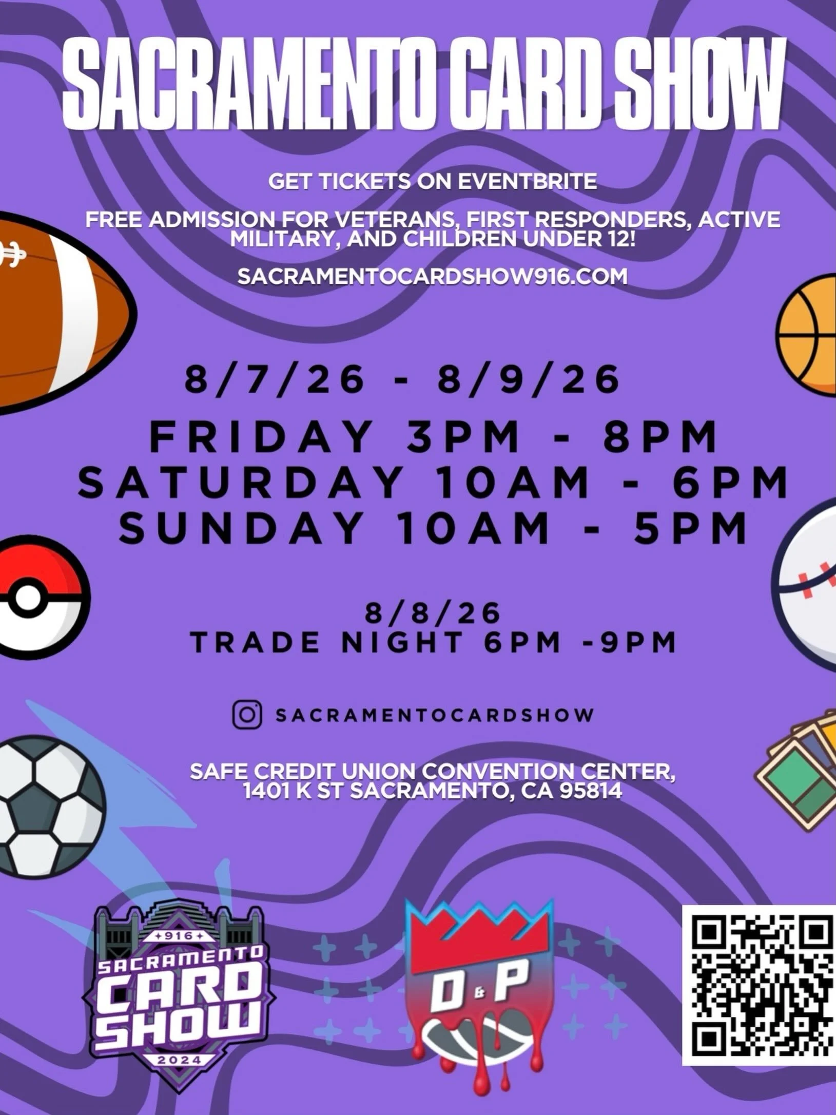 🚨 We are running it back!! 🚨 

The Sacramento Card Show will be back at the Safe Credit Union Convention Center from August 7th through the 9th!

The show in June was amazing thanks to the vendors, guests and sponsors! We are looking to keep growin