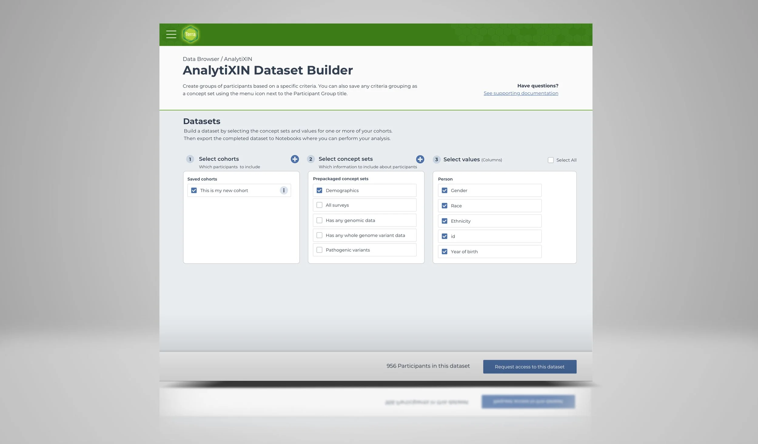 Combining cohorts with concept sets to create dataset to import to a workspace