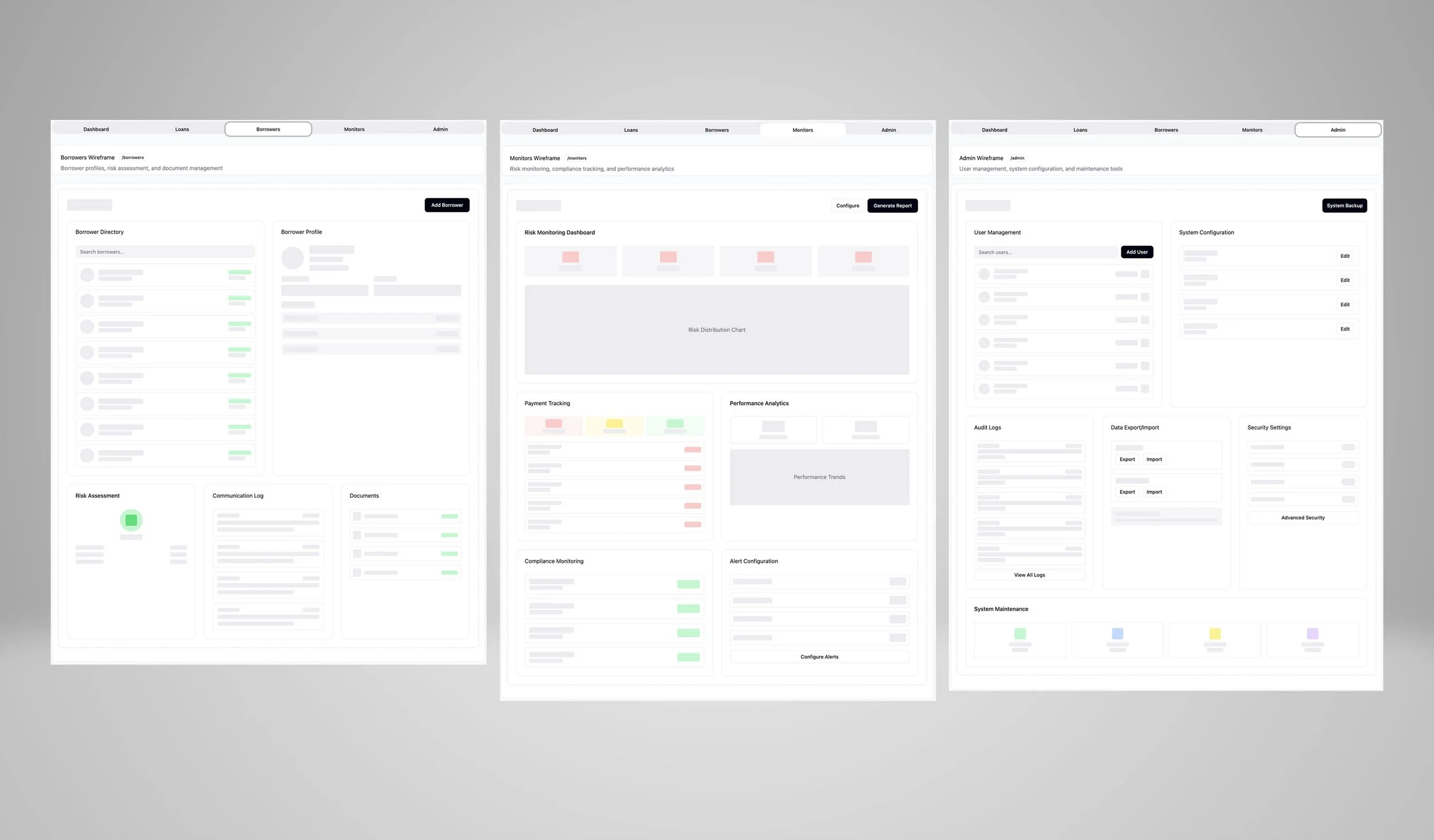 Wireframe sketches