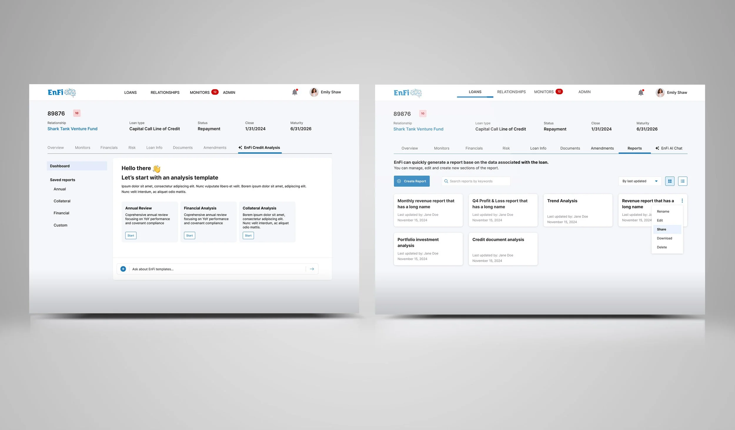 Concepts for creating reports