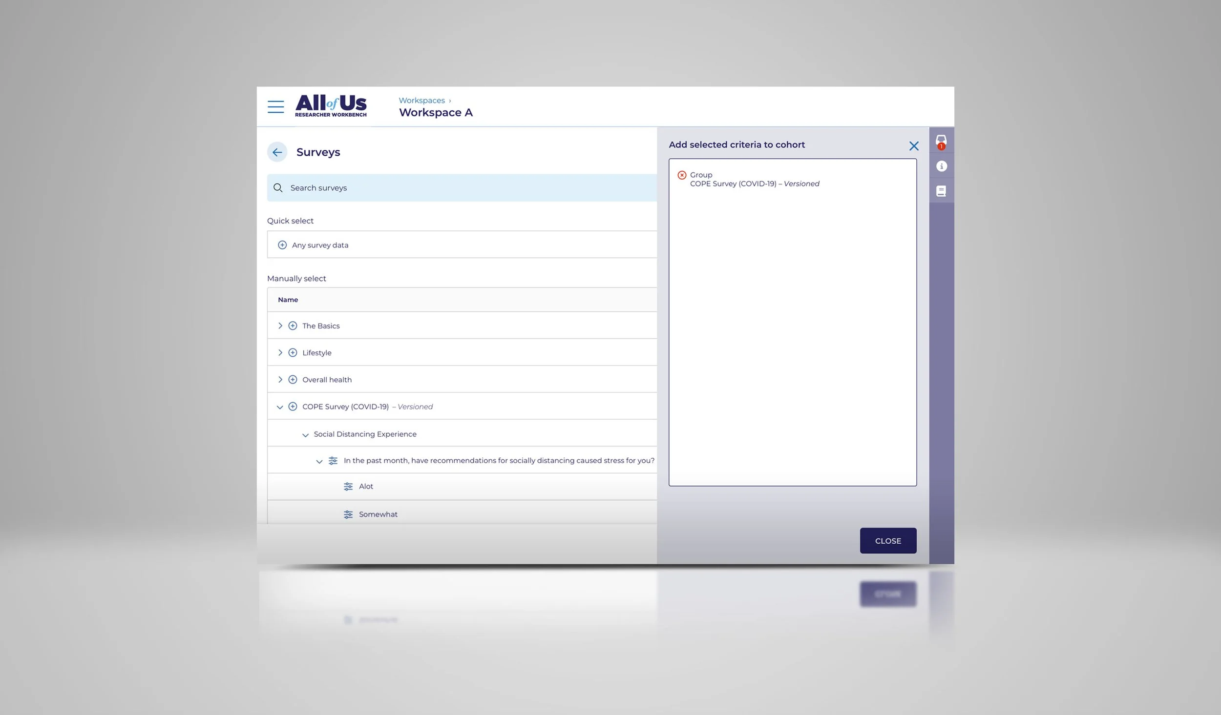 Viewing data in the "Cart"