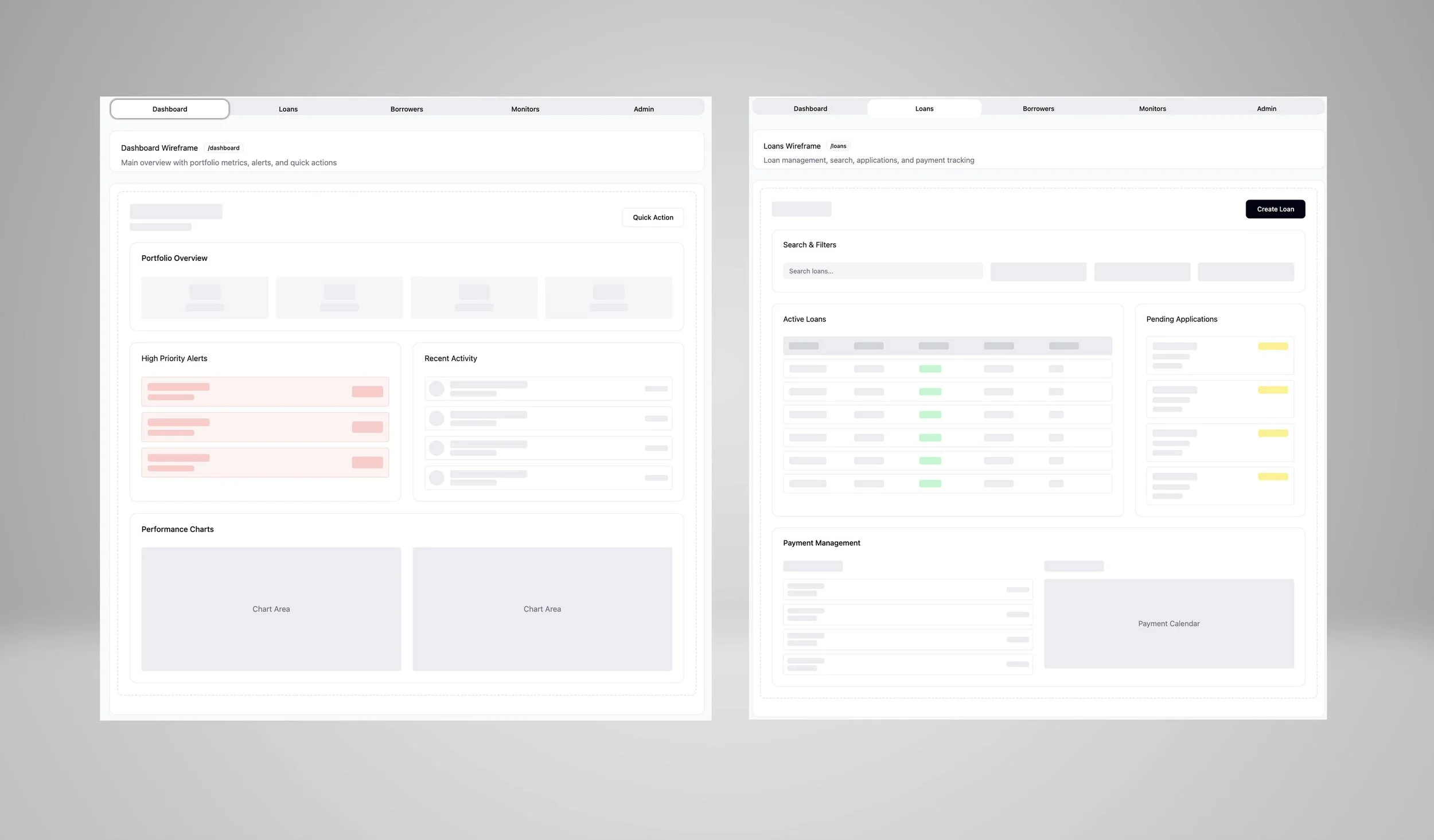 Wireframe sketches