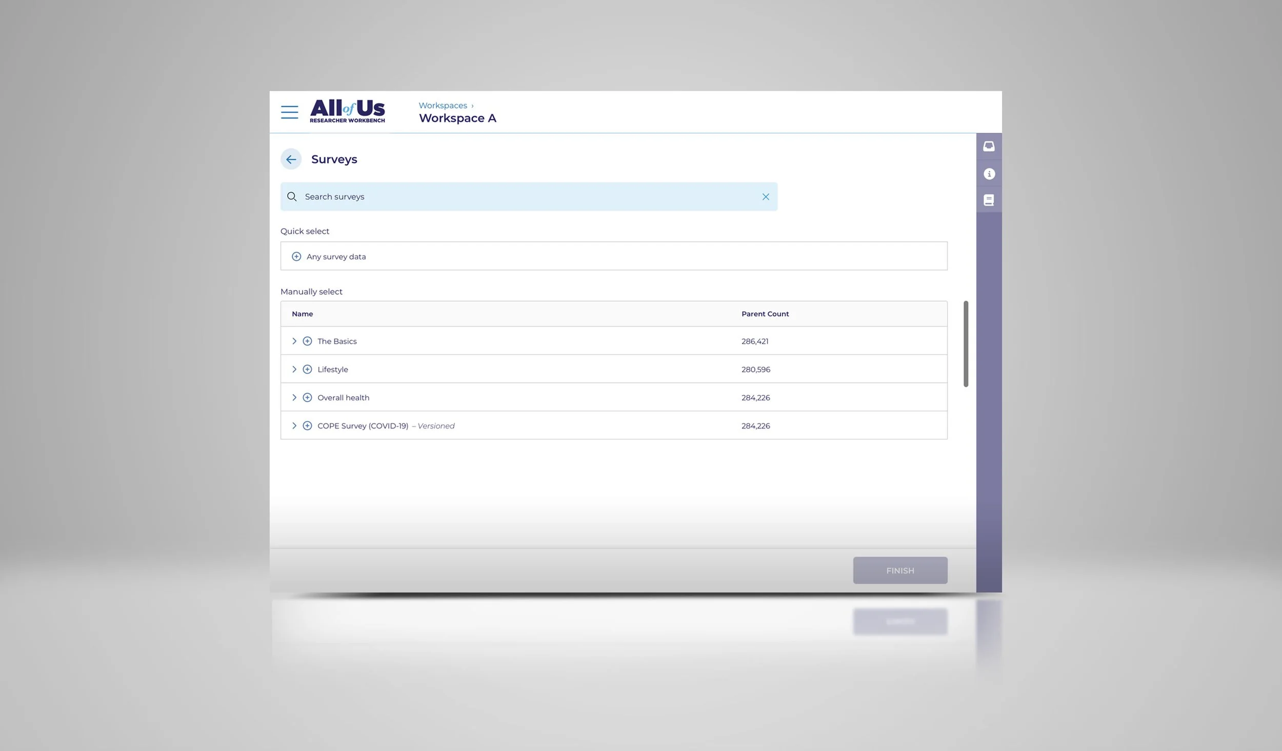 Adding survey criteria
