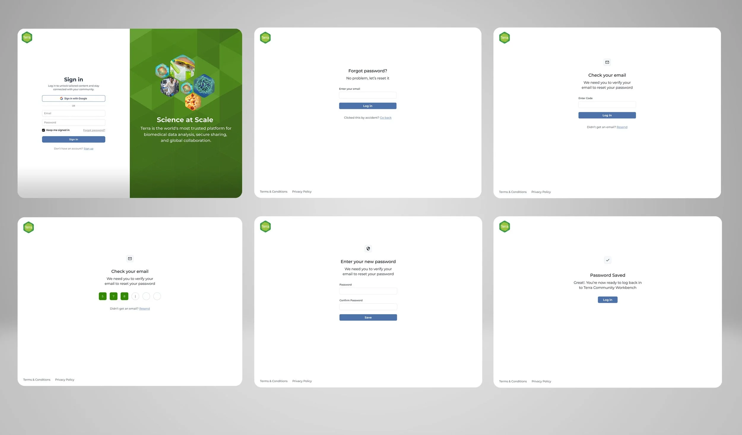 Terra Sign in and resetting password