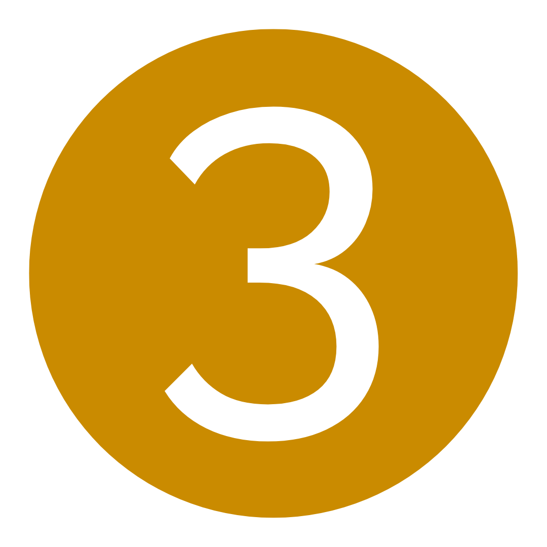 Gouden cirkel met wit nummer 3