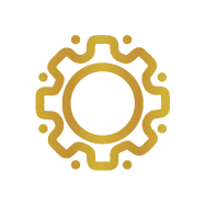 Goudkleurige gearwiel pictogram