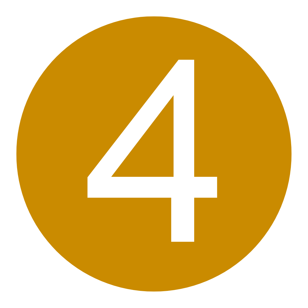 Gouden ronde rotonde met een witte nummer 4 erop