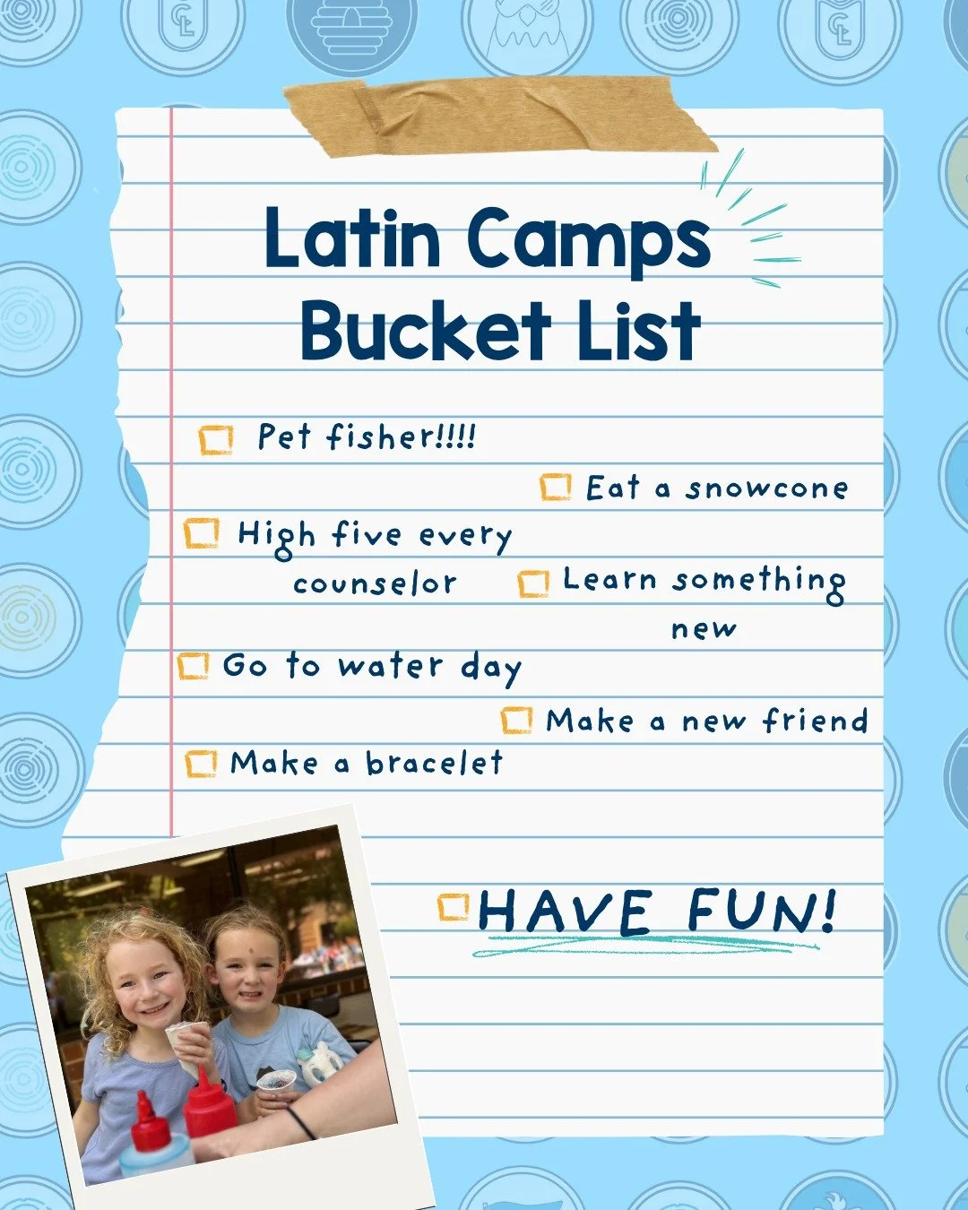 Just a few things to check off the list! 💡💙🌈

#clshappycamper #clscampvictor #charlottelatinschool #CAMPUP #latincamps