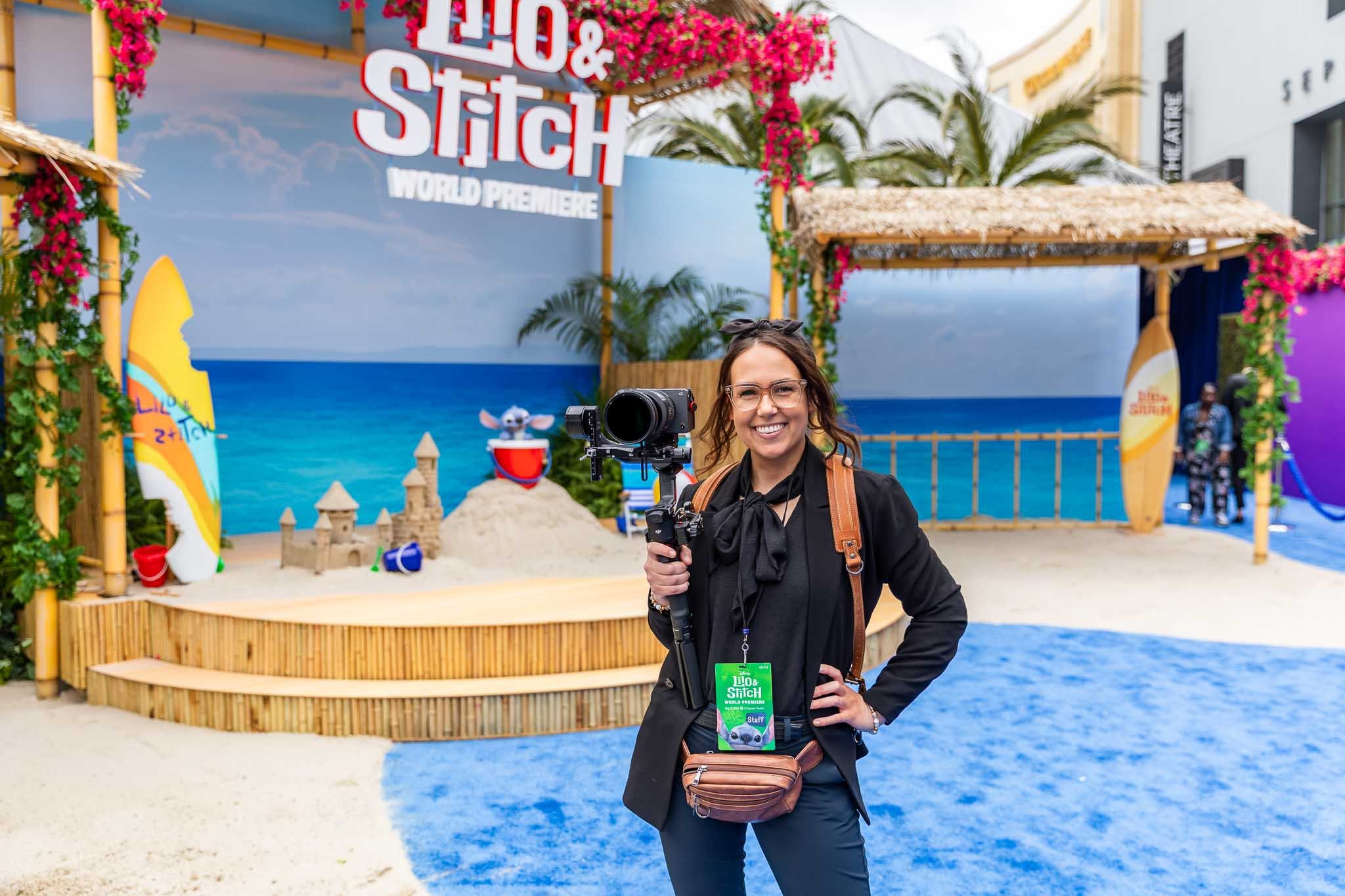 Terese at LA Videography doing videography at Lilo and stitch world premiere on the hollywood red carpet